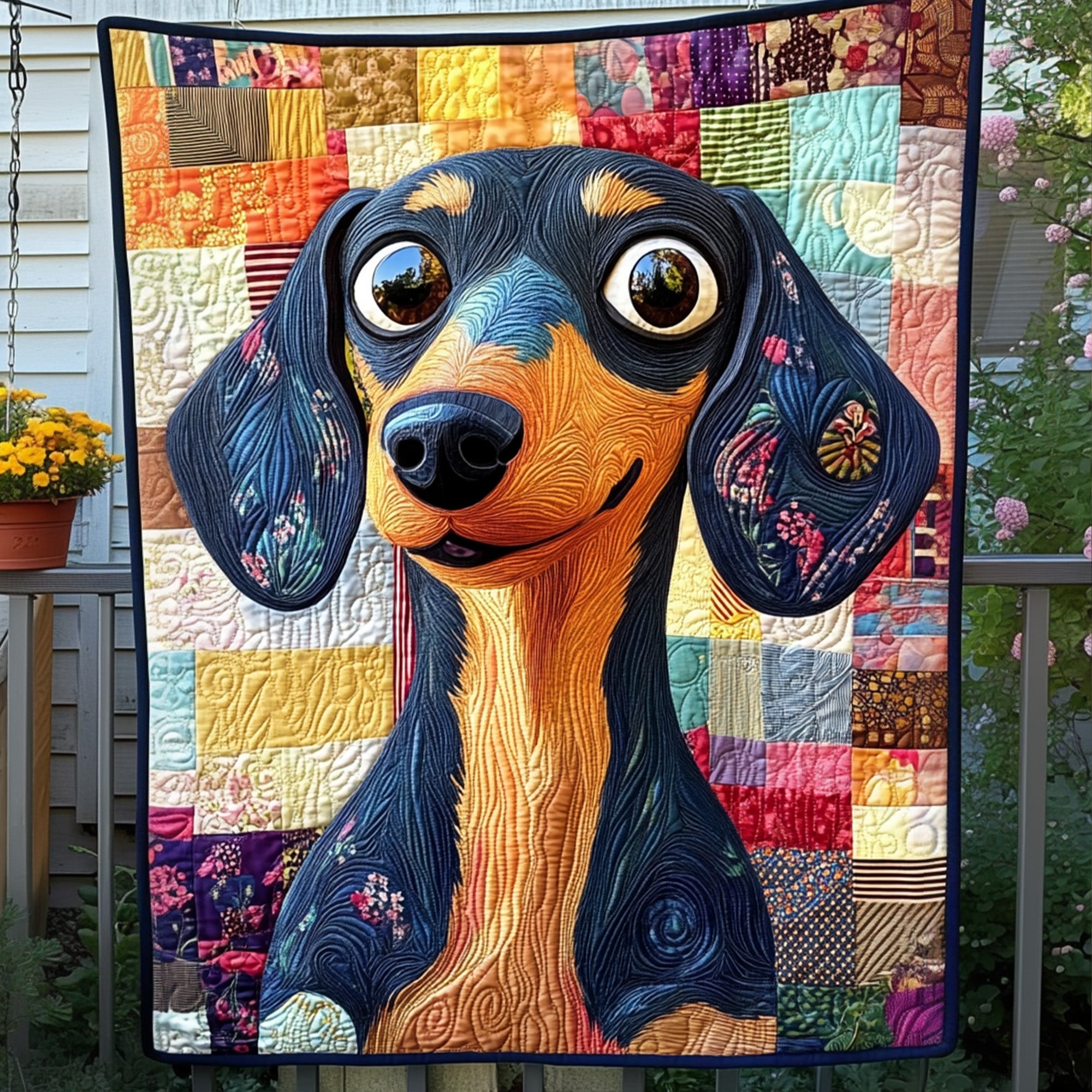 Doxie Cuteness Quilted Blanket Sofa Throw Blanket Sausage Dog Gift Ideas Christmas