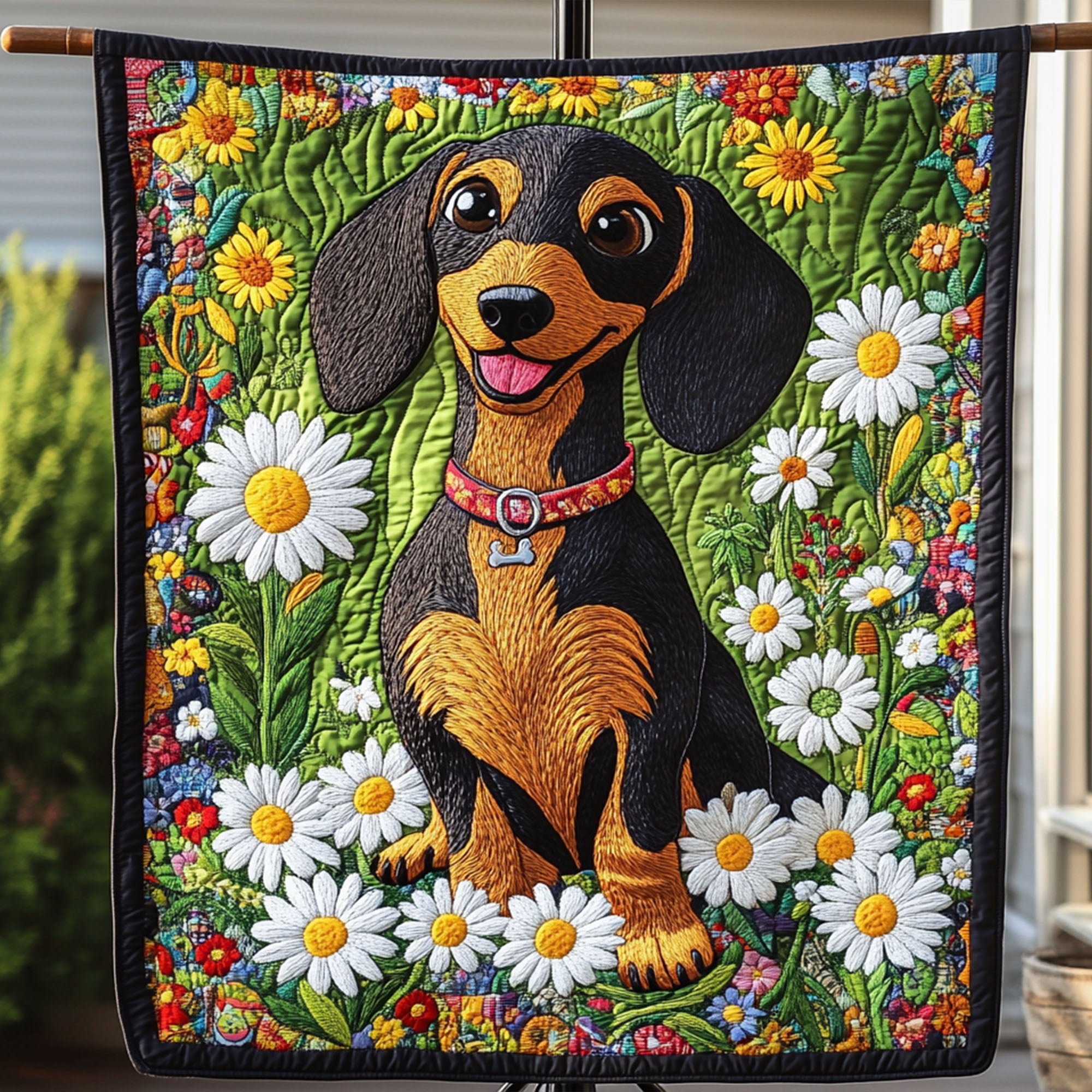 Doxie Delight Quilted Blanket Sofa Throw Blanket Wiener Dog Gifts For Her Christmas
