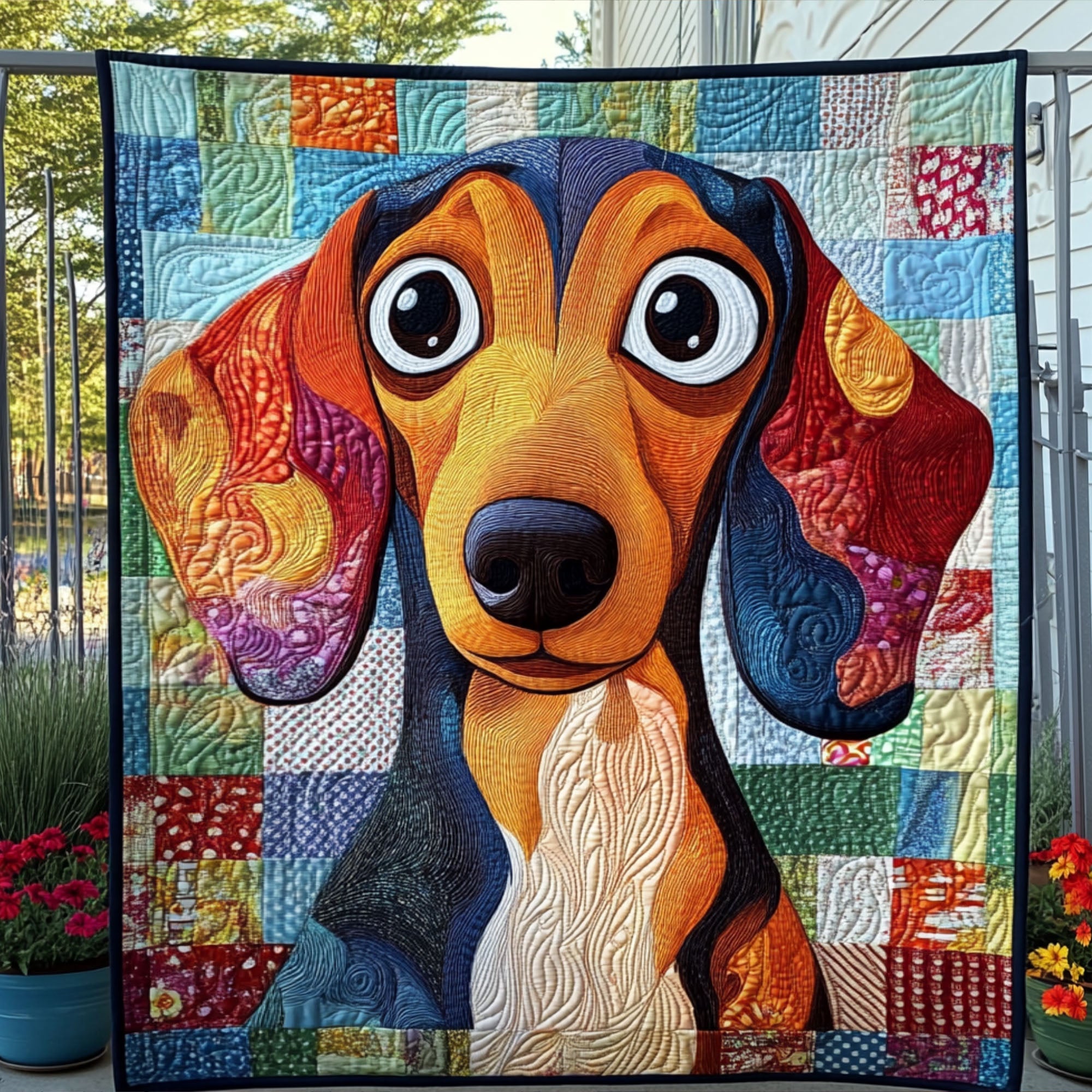 Doxie Portrait Quilted Blanket Sofa Throw Blanket Doxie Dachshund Related Gifts Doxie Portrait Quilted Blanket Sofa Throw Blanket Doxie Dachshund Related Gifts