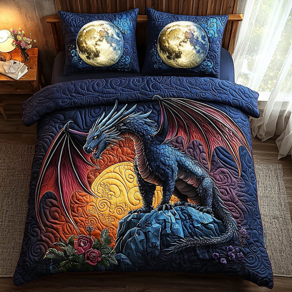Dragon Cliff Quilted Bedding Set Duvet Cover Bedspreads Best Gifts For Dragon Lovers Dragon Cliff Quilted Bedding Set Duvet Cover Bedspreads Best Gifts For Dragon Lovers