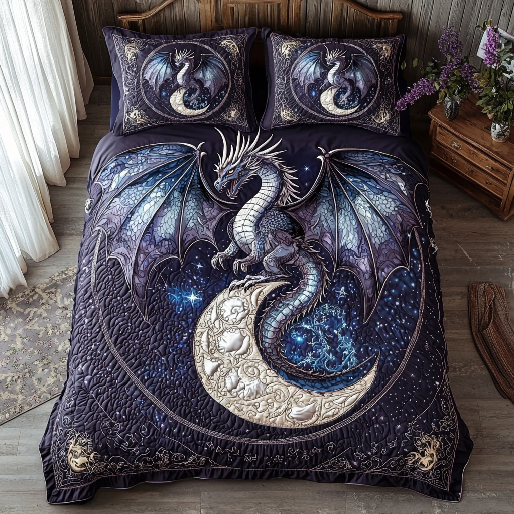 Dragon Crescent Quilted Bedding Set Duvet Cover Bedspreads Dragon Related Gifts Dragon Crescent Quilted Bedding Set Duvet Cover Bedspreads Dragon Related Gifts