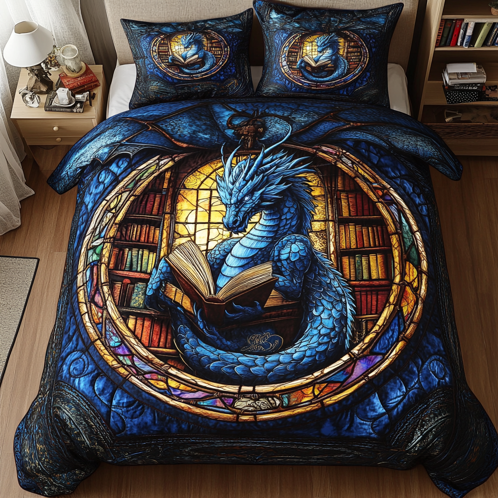 Dragon Fire Quilted Bedding Set Duvet Cover Merch AwesomeDragon Lover Gift Ideas
