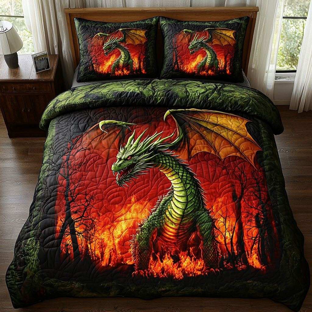 Dragon Fire Quilted Bedding Set Duvet Cover Merch Dragon Gifts For Men Dragon Fire Quilted Bedding Set Duvet Cover Merch Dragon Gifts For Men