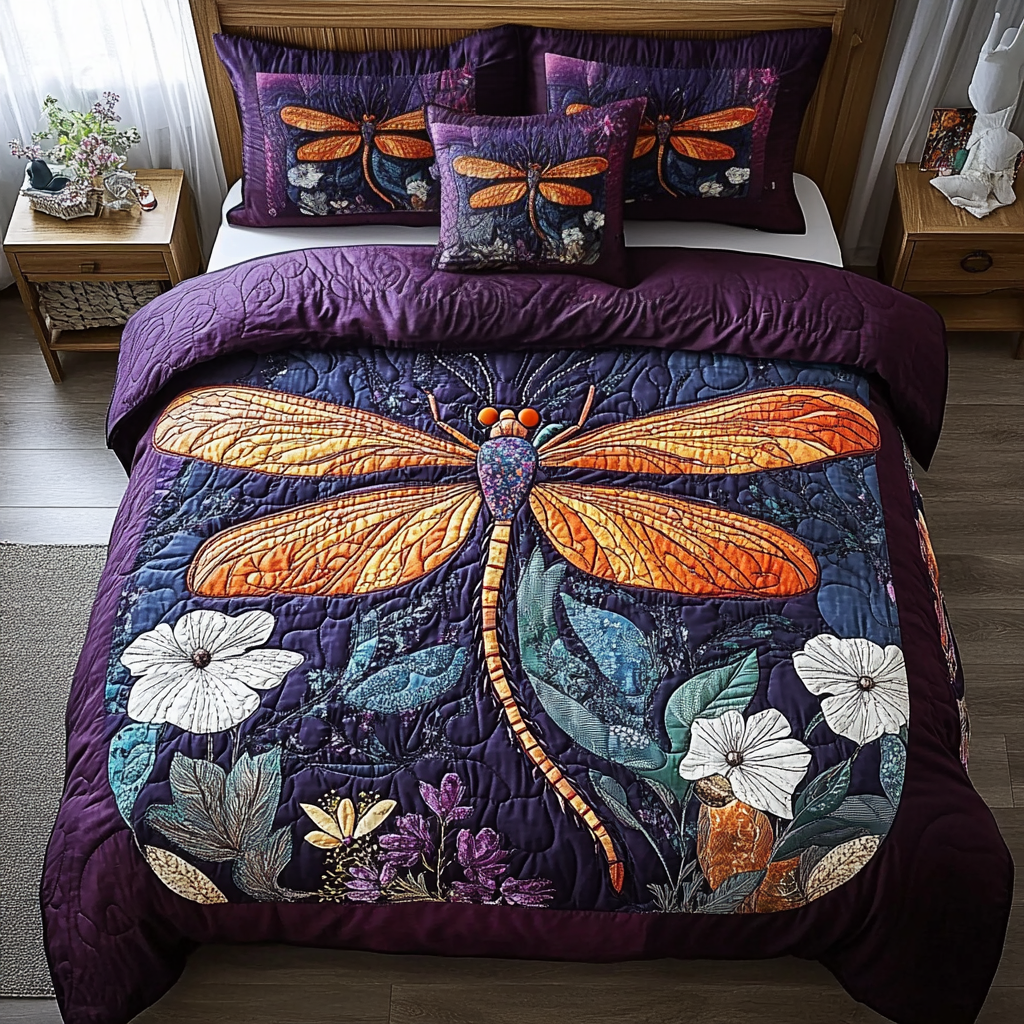 Dragon Glow Quilted Bedding Set Duvet Cover Bed Sheet Set Presents For Dragonfly Lovers Women Dragon Glow Quilted Bedding Set Duvet Cover Bed Sheet Set Presents For Dragonfly Lovers Women