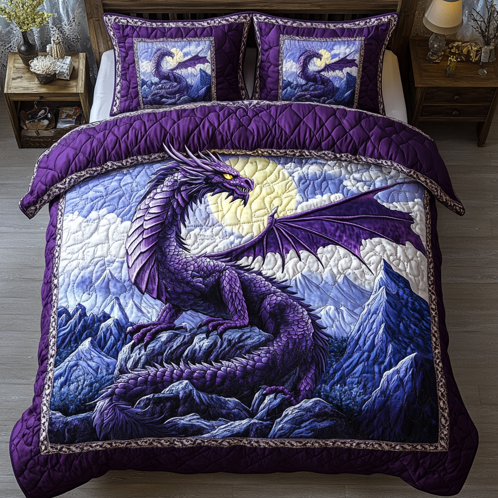 Dragon Heart Quilted Bedding Set Duvet Cover Merch Birthday Presents For Dragon Lovers