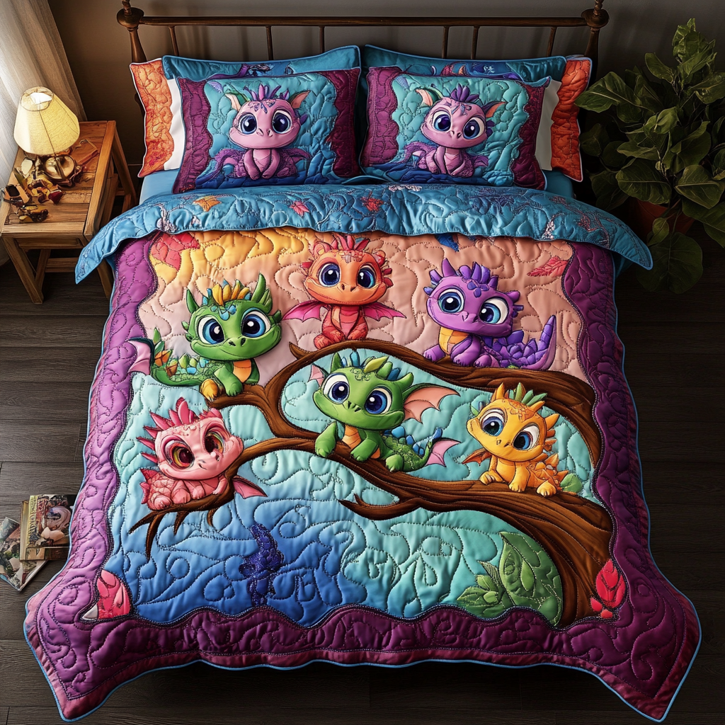 Dragon Lair Quilted Bedding Set Duvet Cover Bed Sheet Set Novelty Dragon Gifts Dragon Lair Quilted Bedding Set Duvet Cover Bed Sheet Set Novelty Dragon Gifts