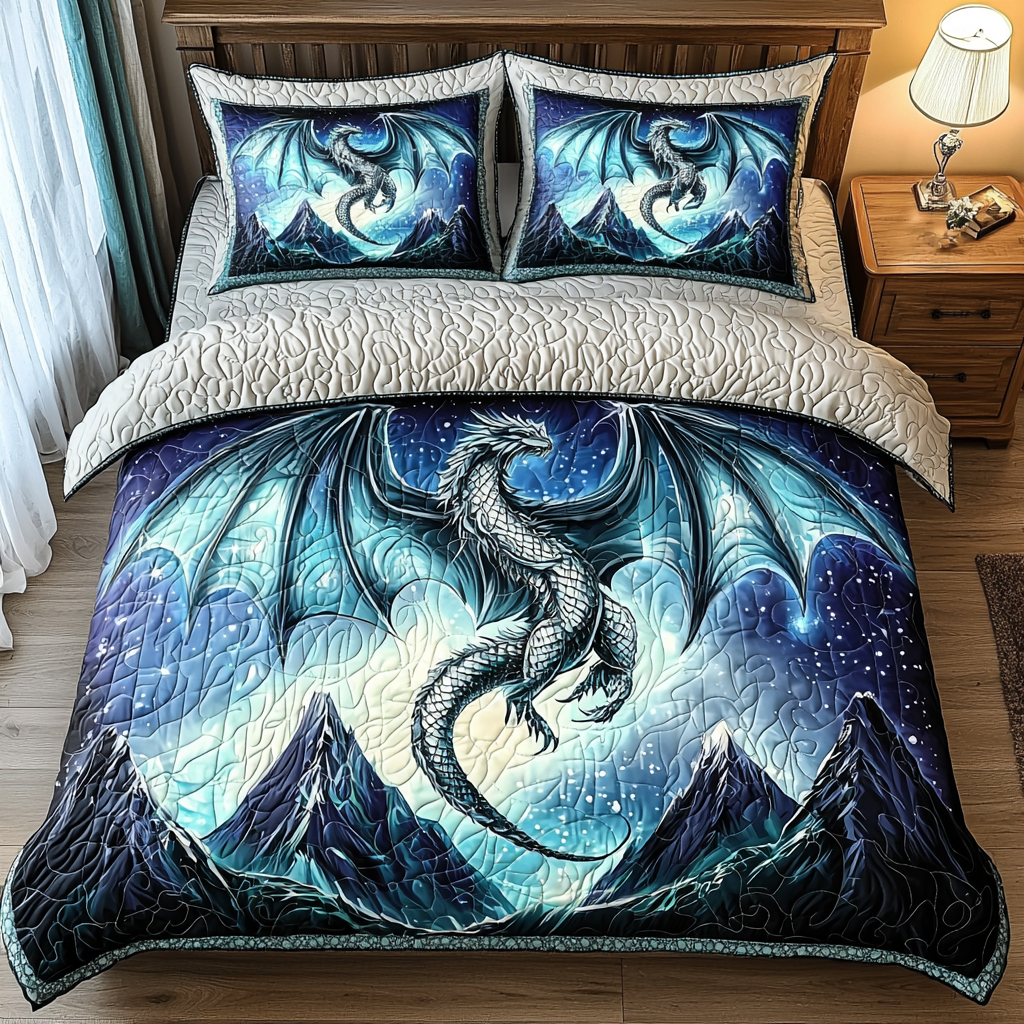 Dragon Path Quilted Bedding Set Duvet Cover Merch Dragon Themed Gifts Dragon Path Quilted Bedding Set Duvet Cover Merch Dragon Themed Gifts