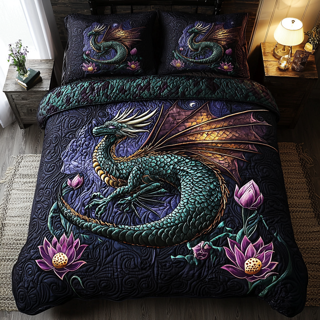 Dragon Realm Quilted Bedding Set Duvet Cover Merch Gift For Dragon Lover Dragon Realm Quilted Bedding Set Duvet Cover Merch Gift For Dragon Lover