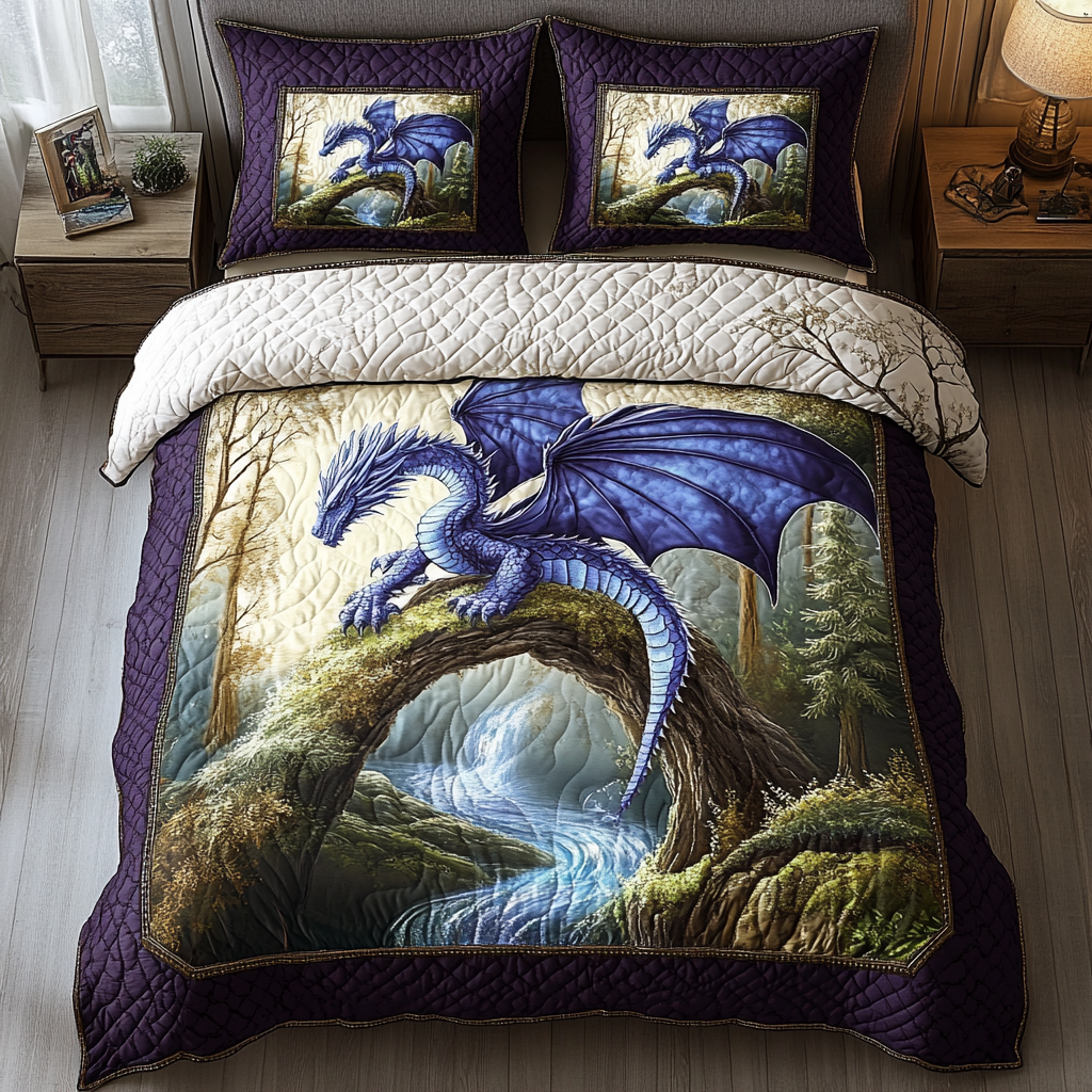Dragon Roar Quilted Bedding Set Duvet Cover Bed Sheet Set Dragon Gifts For Son Dragon Roar Quilted Bedding Set Duvet Cover Bed Sheet Set Dragon Gifts For Son