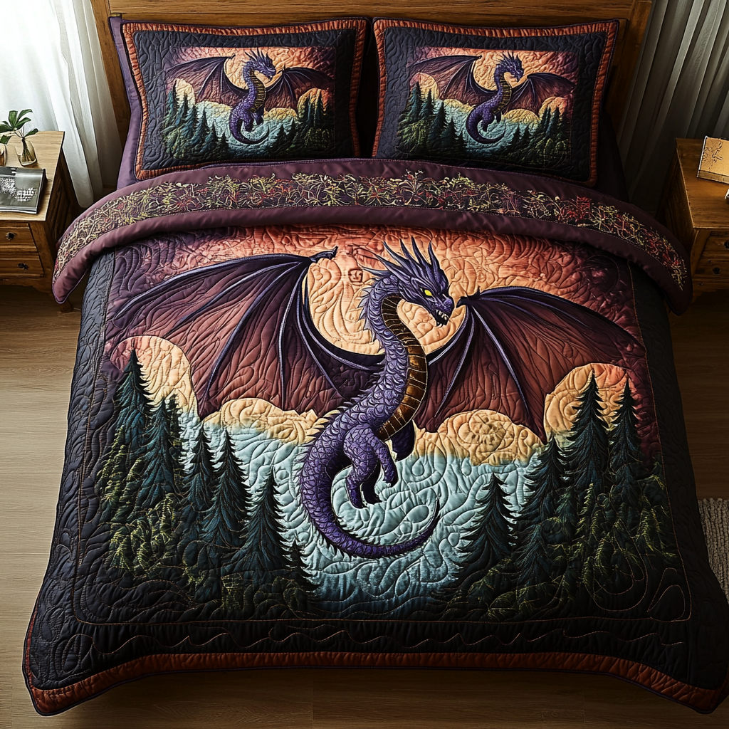 Dragon Rules Quilted Bedding Set Duvet Cover Bedspreads Unique Best Gifts For DragonLovers Dragon Rules Quilted Bedding Set Duvet Cover Bedspreads Unique Best Gifts For DragonLovers