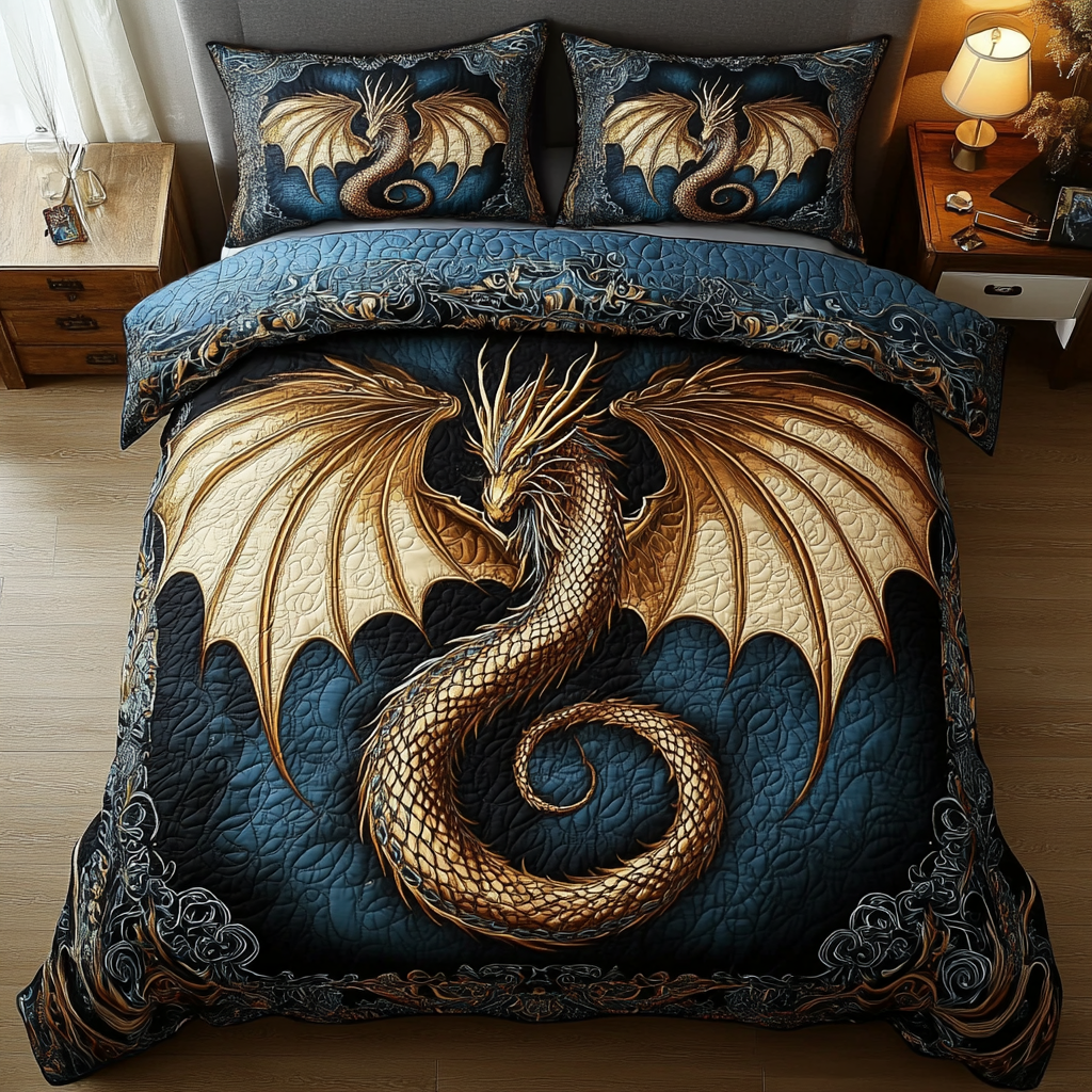 Dragon Scale Quilted Bedding Set Duvet Cover Merch Dragon Themed Gift Items Dragon Scale Quilted Bedding Set Duvet Cover Merch Dragon Themed Gift Items