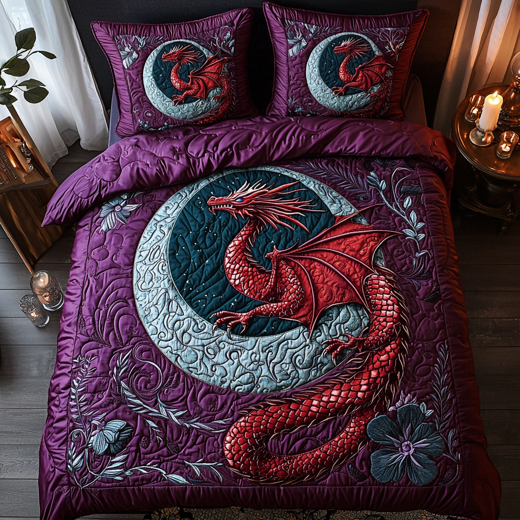 Dragon Sky Quilted Bedding Set Duvet Cover Merch Dragon Gift Ideas Dragon Sky Quilted Bedding Set Duvet Cover Merch Dragon Gift Ideas