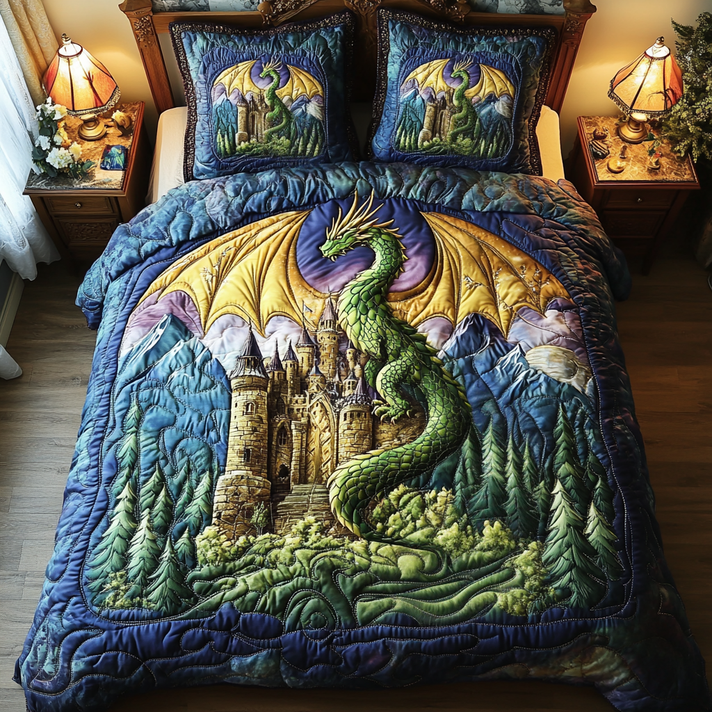 Dragon Tale Quilted Bedding Set Duvet Cover Bed Sheet Set Cool Gifts For Dragon Lovers Dragon Tale Quilted Bedding Set Duvet Cover Bed Sheet Set Cool Gifts For Dragon Lovers