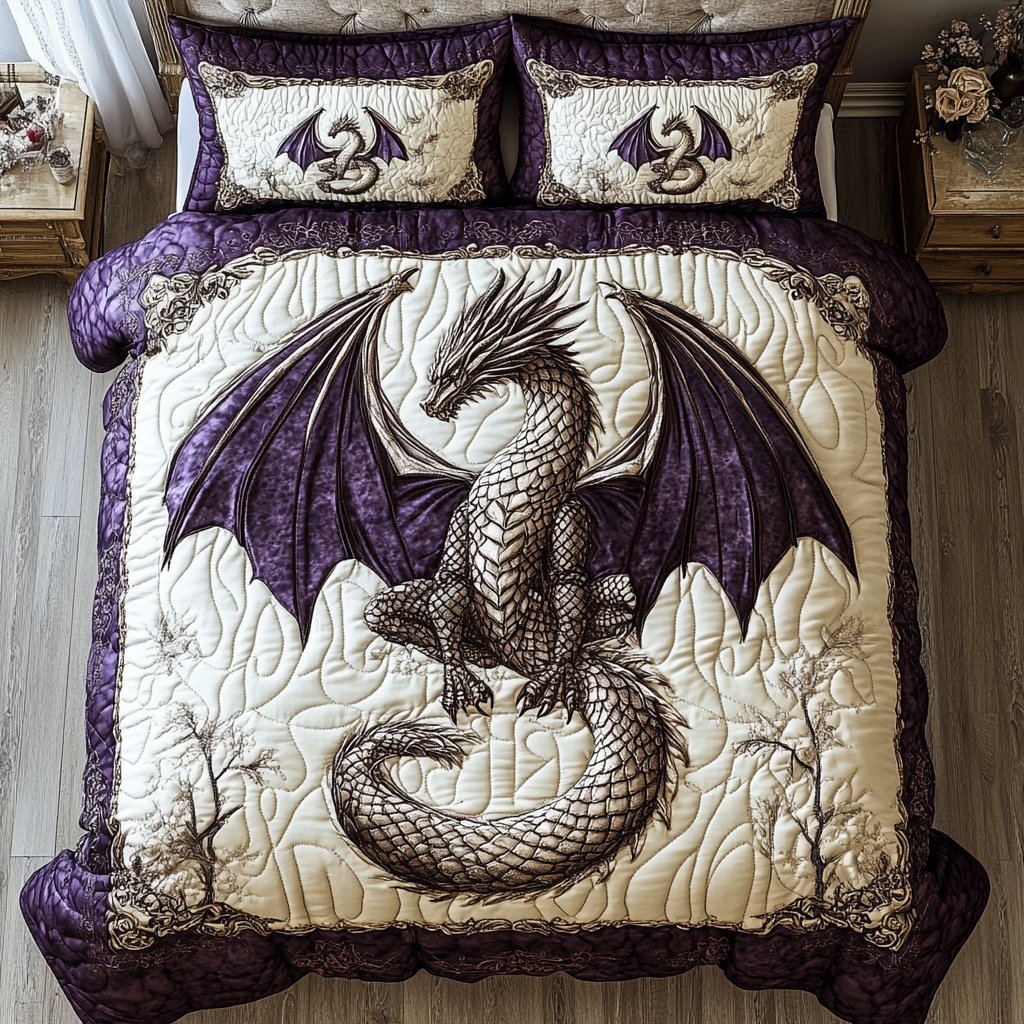 Dragon Wings Quilted Bedding Set Duvet Cover Bed Sheet Set Dragon Items For Lovers Dragon Wings Quilted Bedding Set Duvet Cover Bed Sheet Set Dragon Items For Lovers