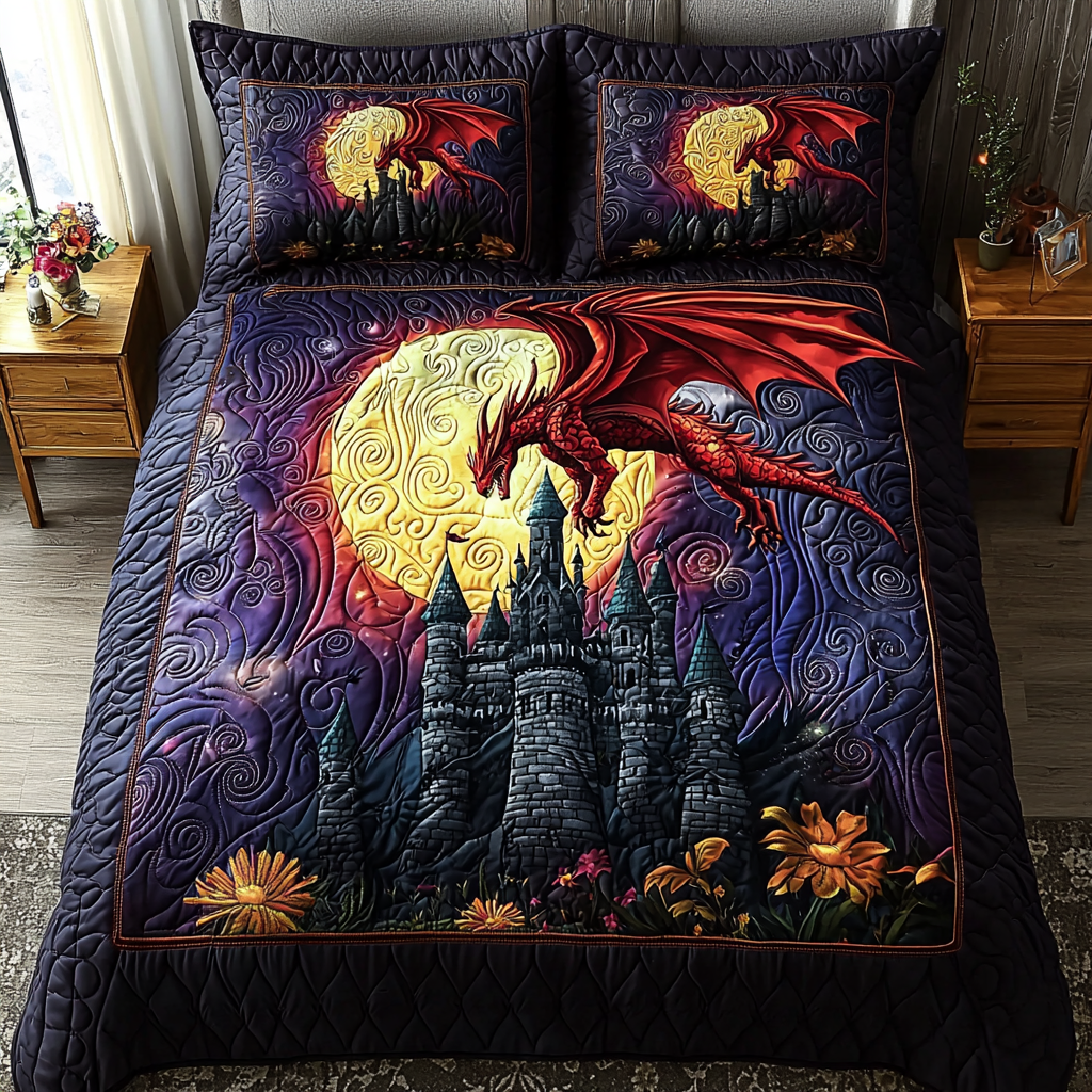 Dragon Wrath Quilted Bedding Set Duvet Cover Bedspreads Dragon Gifts For Him Dragon Wrath Quilted Bedding Set Duvet Cover Bedspreads Dragon Gifts For Him
