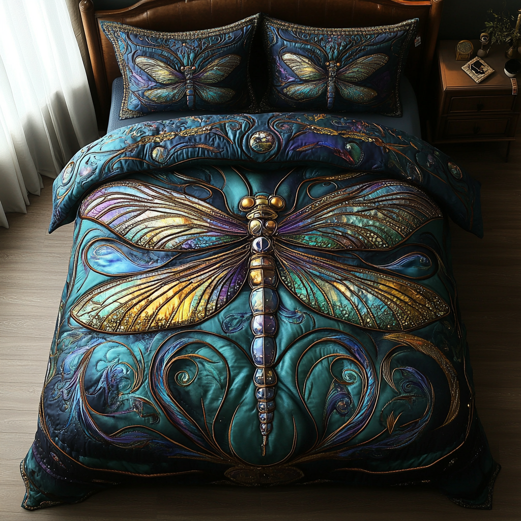 Dragonfly Escape Quilted Bedding Set Duvet Cover Bed Sheet Set Dragonfly Gifts For Her Dragonfly Escape Quilted Bedding Set Duvet Cover Bed Sheet Set Dragonfly Gifts For Her