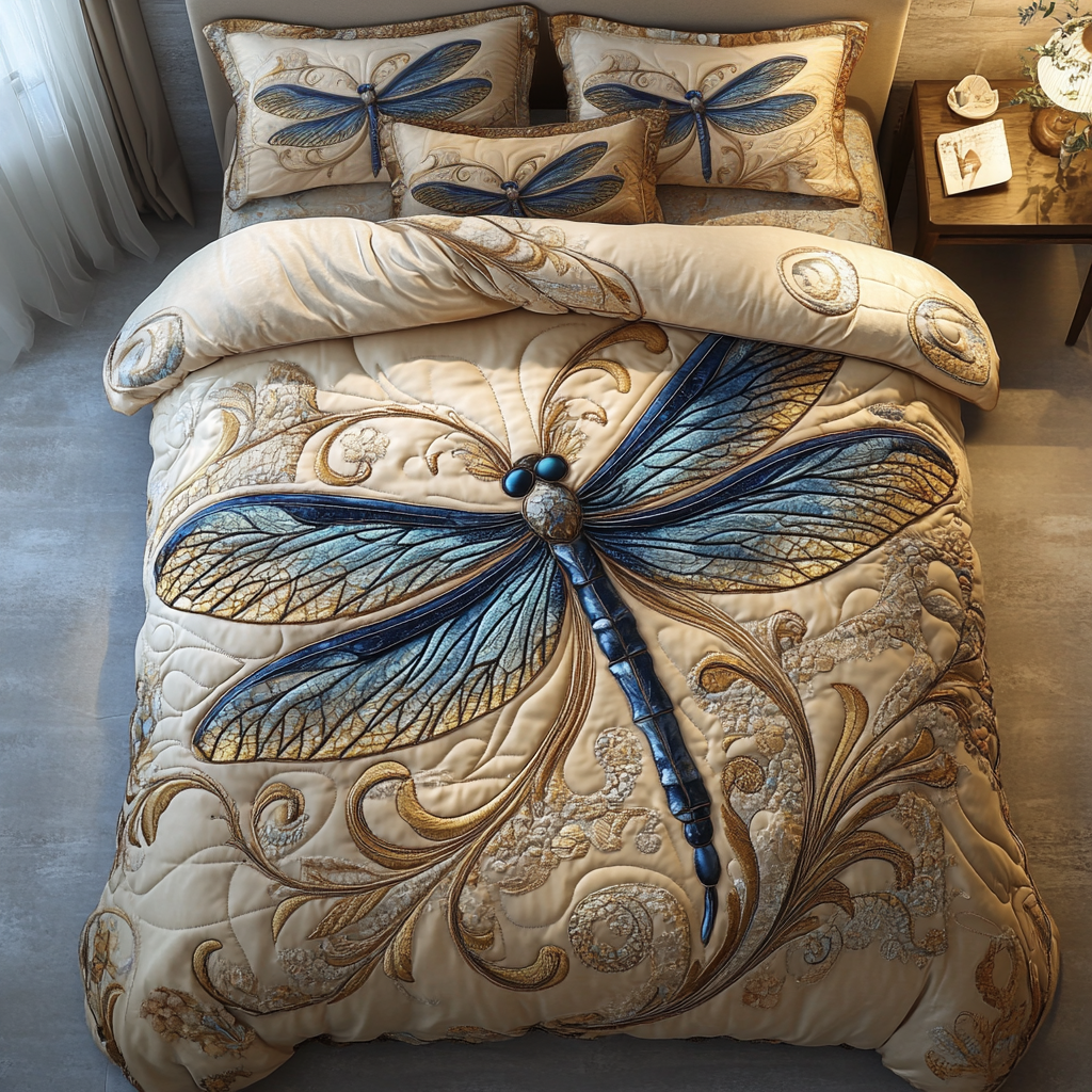 Dragonfly Flight Quilted Bedding Set Duvet Cover Bed Sheet Set Great Dragonfly Lover Gifts Dragonfly Flight Quilted Bedding Set Duvet Cover Bed Sheet Set Great Dragonfly Lover Gifts