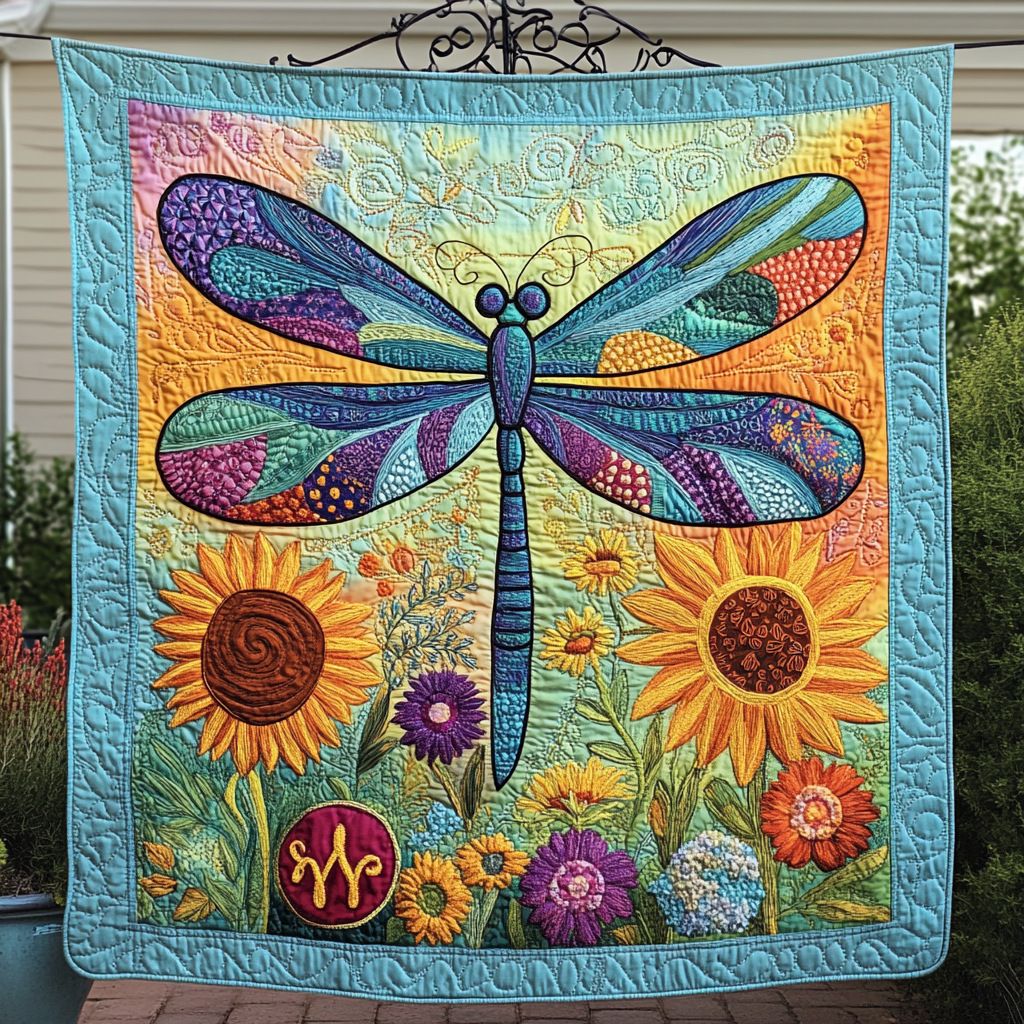 Dragonfly Flight Quilted Blanket Cute Colorful Blanket Unique Dragonfly Gifts Christmas Dragonfly Flight Quilted Blanket Cute Colorful Blanket Unique Dragonfly Gifts Christmas