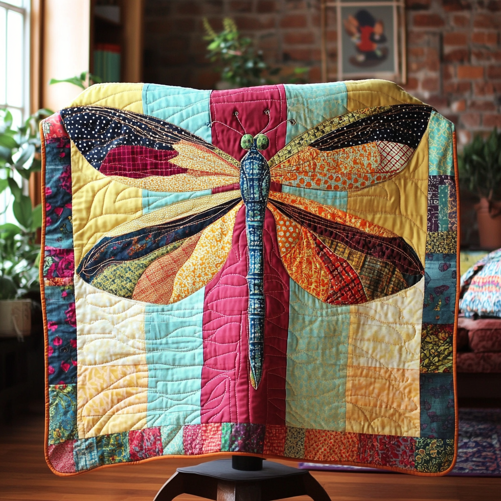 Dragonfly Haven Quilted Blanket Cute Colorful Blanket Butterfly Gifts For Women