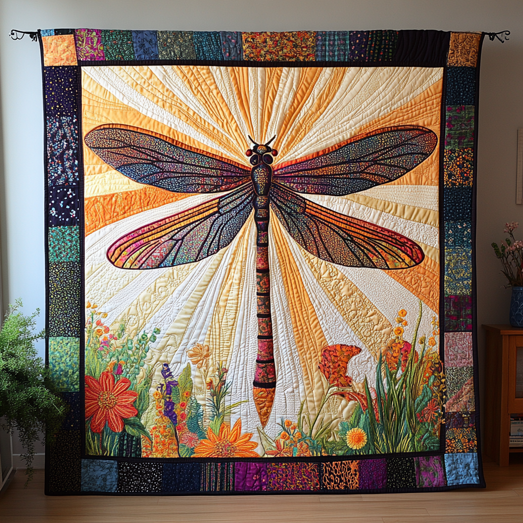 Dragonfly Spark Quilted Blanket Cute Colorful Blanket Cool Gifts For Dragonfly Lovers Dragonfly Spark Quilted Blanket Cute Colorful Blanket Cool Gifts For Dragonfly Lovers