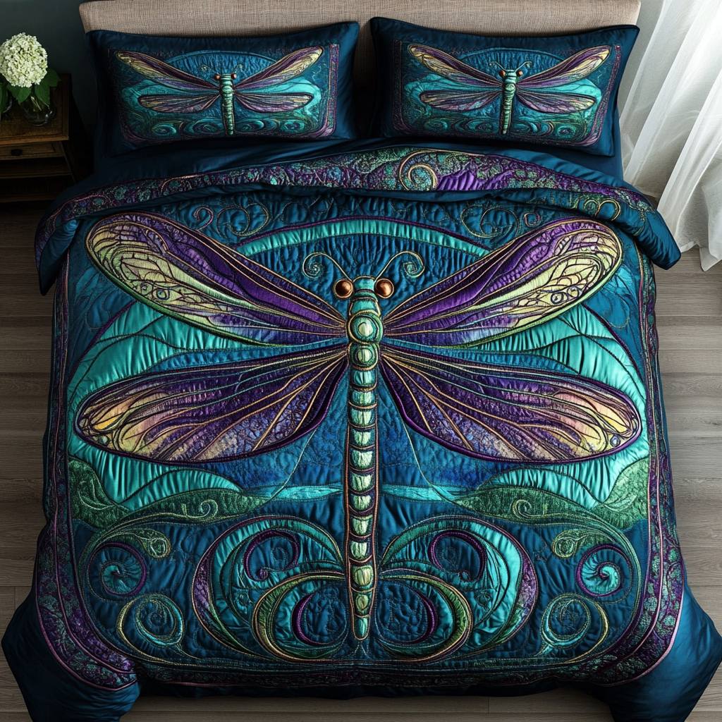 Dragonfly Wings Quilted Bedding Set Duvet Cover Bed Sheet Set Best Dragonfly Gifts For Mom Dragonfly Wings Quilted Bedding Set Duvet Cover Bed Sheet Set Best Dragonfly Gifts For Mom