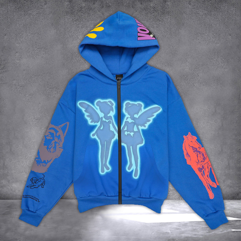 Drake Blue Zipper Hoodie FATD For All The Dogs Hoodie Drake Merch 2024 Drake Blue Zipper Hoodie FATD For All The Dogs Hoodie Drake Merch 2024