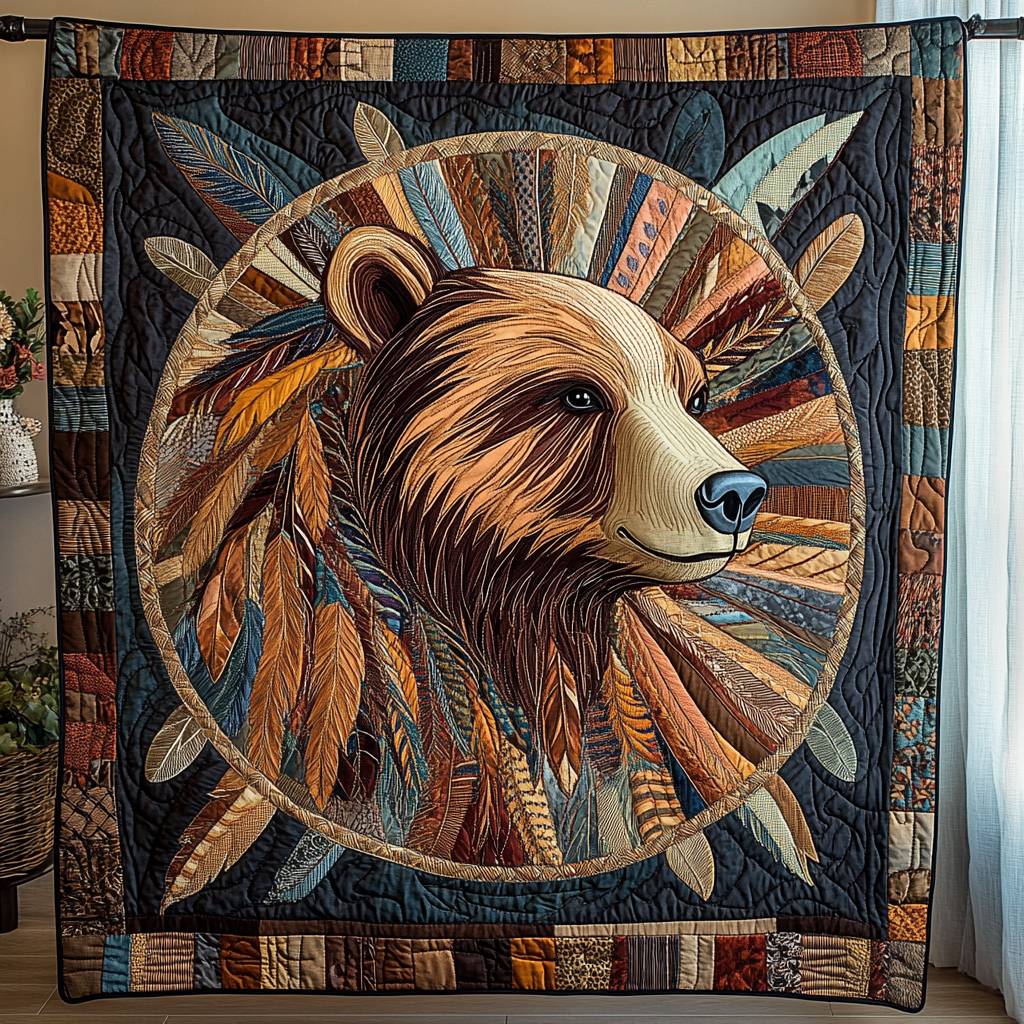 Dream Bear Quilted Blanket Cute Colorful Blanket Cute Bear Gift Ideas Native Dream Bear Quilted Blanket Cute Colorful Blanket Cute Bear Gift Ideas Native