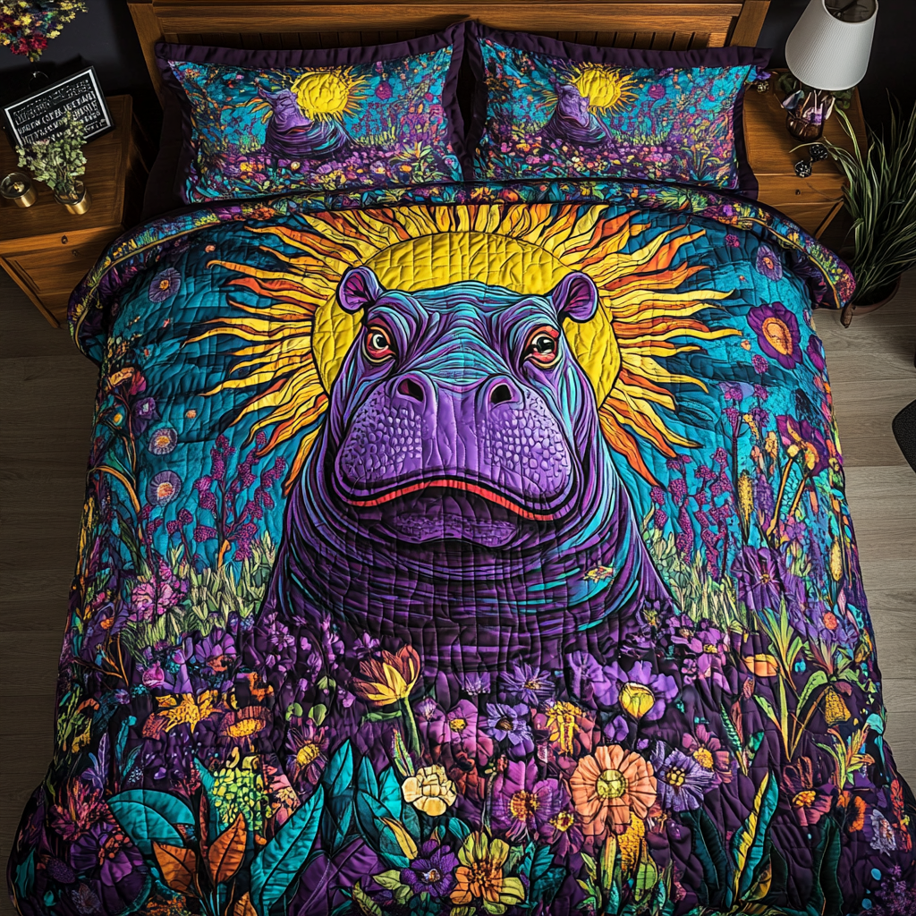 Dream Beast Quilted Bedding Set Duvet Cover Bedspreads Cute Hippo Gifts Dream Beast Quilted Bedding Set Duvet Cover Bedspreads Cute Hippo Gifts