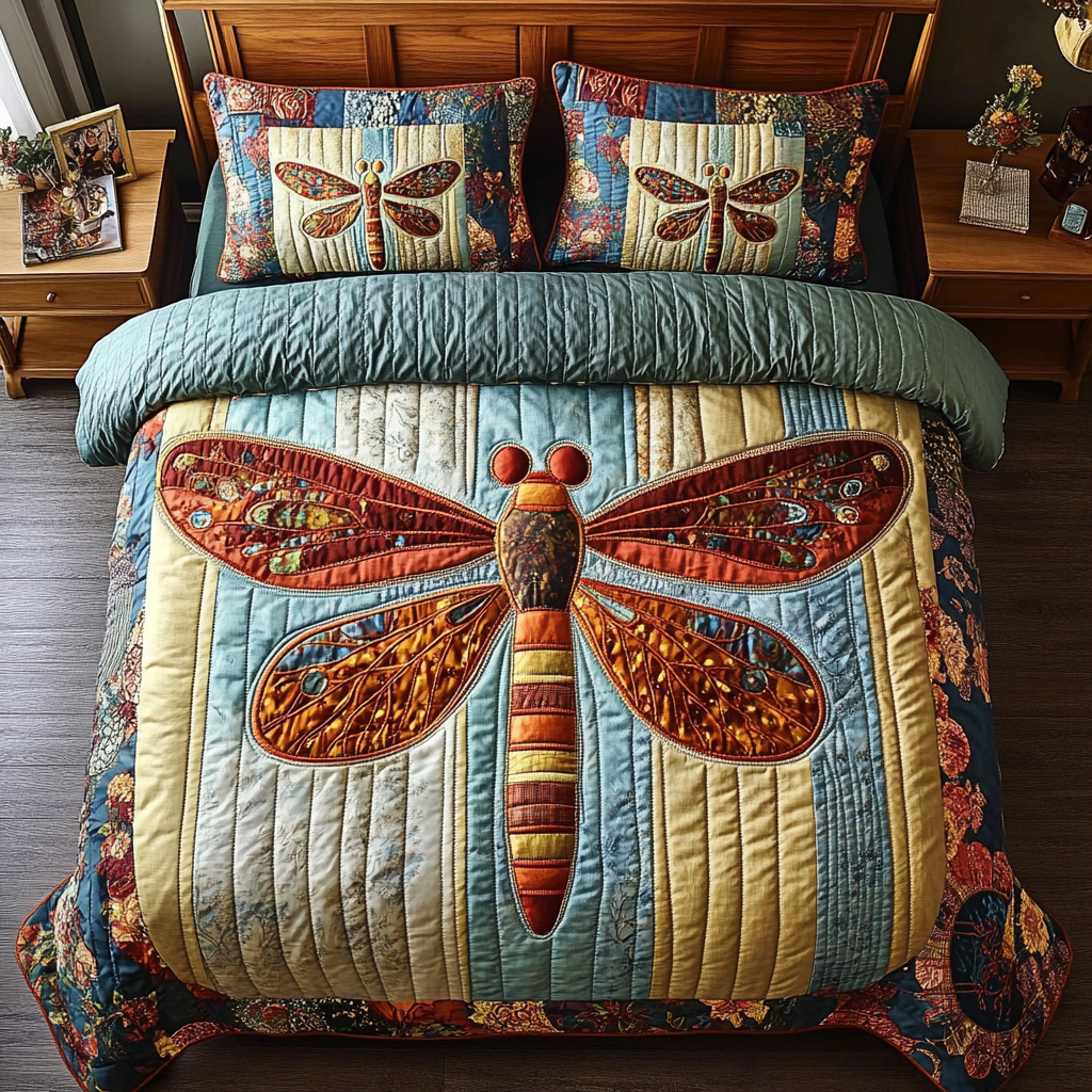 Dream Wings Quilted Bedding Set Duvet Cover Bed Sheet Set Best Dragonfly Lover Gifts For Her Dream Wings Quilted Bedding Set Duvet Cover Bed Sheet Set Best Dragonfly Lover Gifts For Her