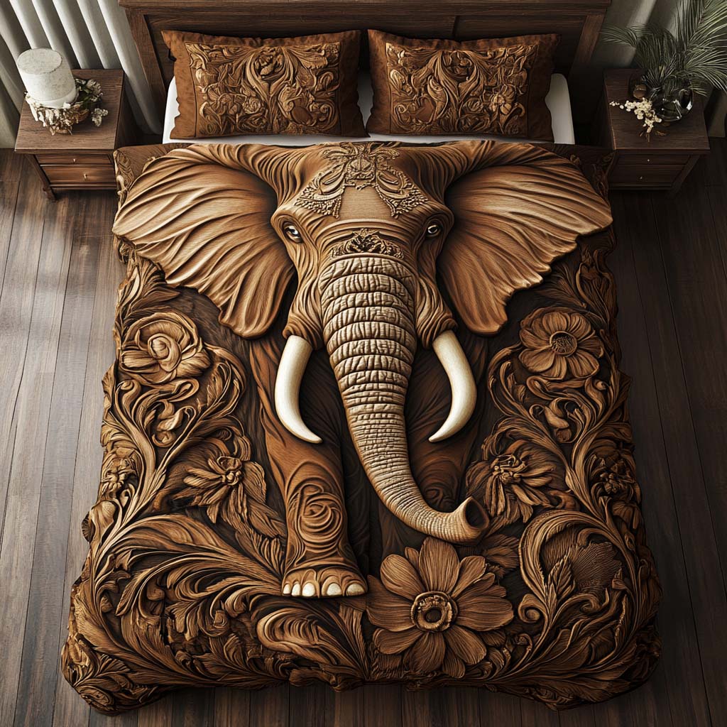Dreamy Elephant Quilted Bedding Set Duvet Cover Bed Sheet Set Gift For Elephant Lovers Dreamy Elephant Quilted Bedding Set Duvet Cover Bed Sheet Set Gift For Elephant Lovers