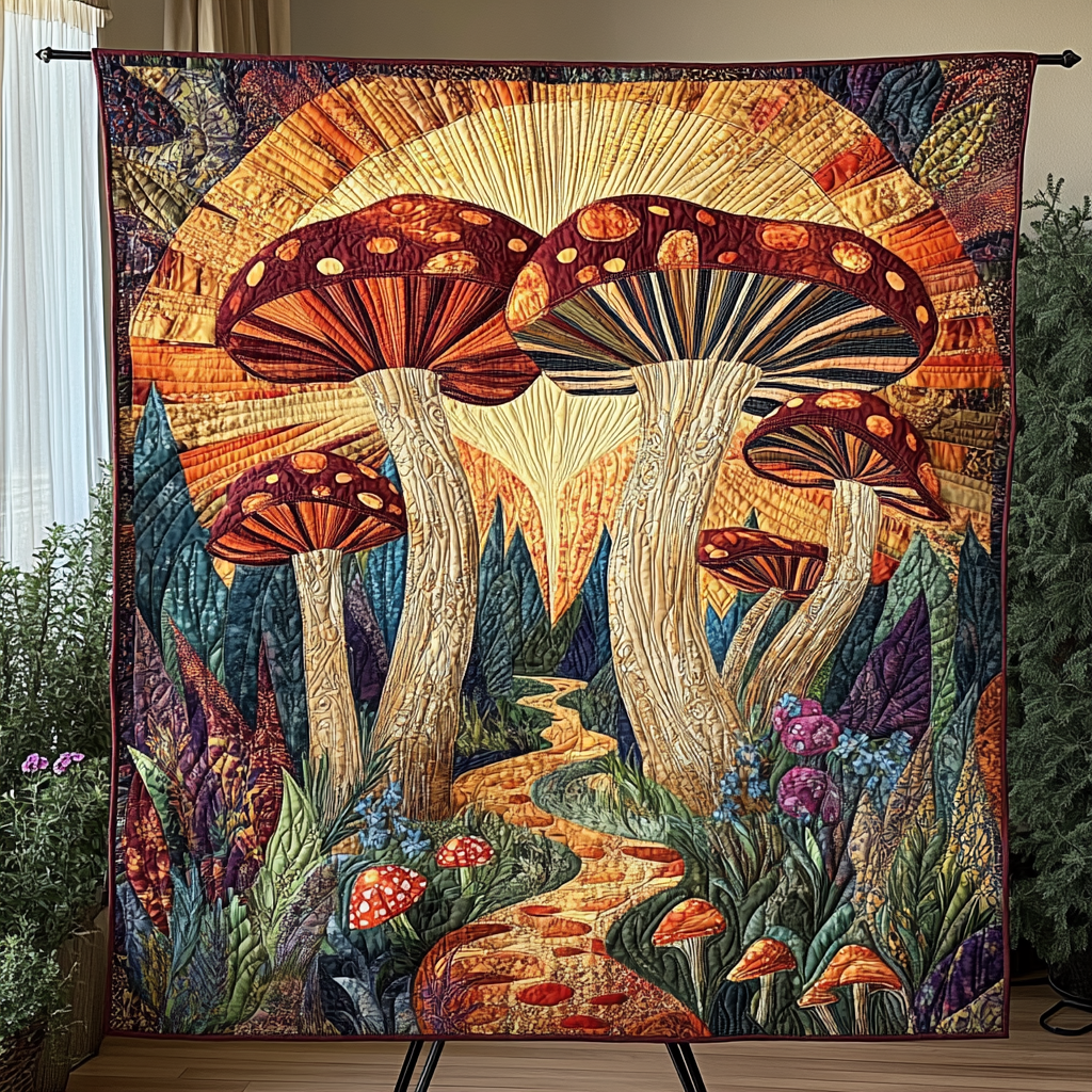Dreamy Woods Quilted Blanket Cute Colorful Blanket Cute Mushroom Gifts Dreamy Woods Quilted Blanket Cute Colorful Blanket Cute Mushroom Gifts