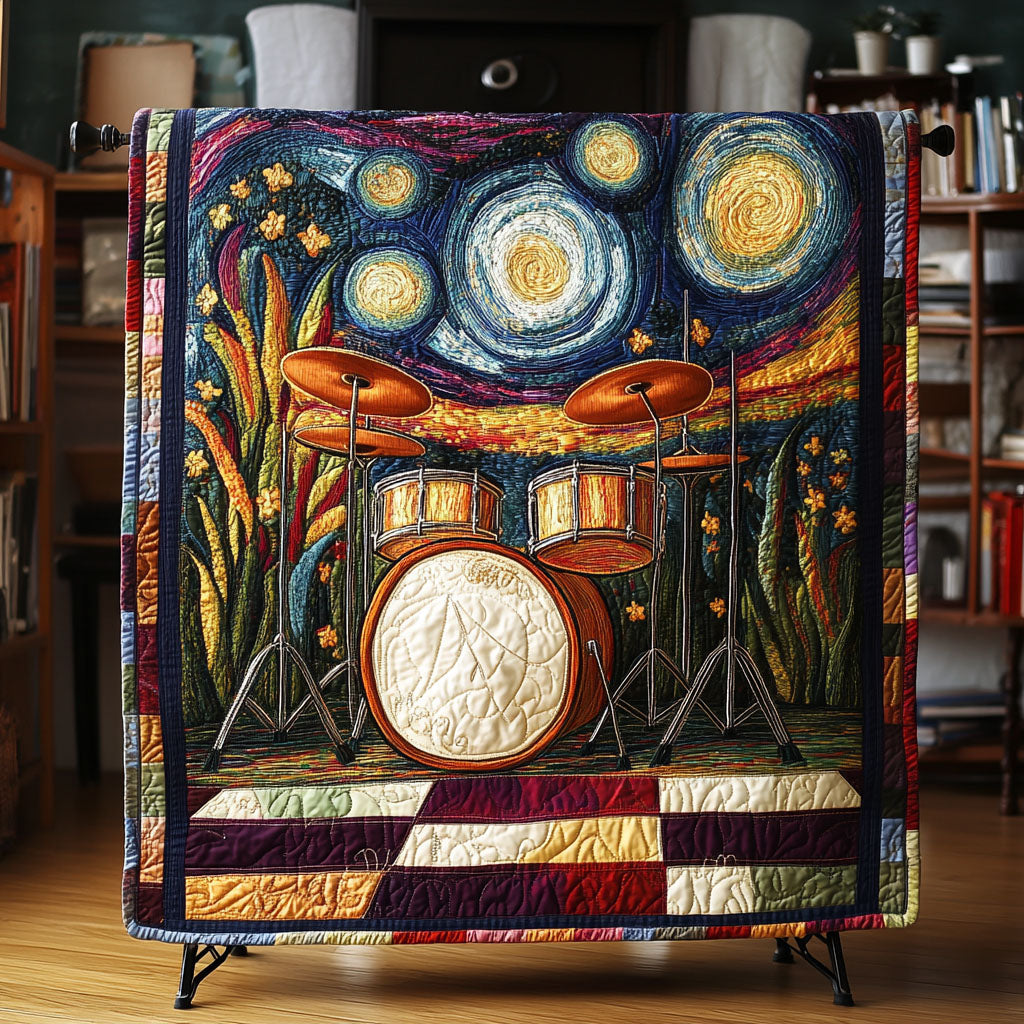 Drumset in Paradise Quilted Blanket Cute Throw Blanket Unique Gifts For Drummers Drumset in Paradise Quilted Blanket Cute Throw Blanket Unique Gifts For Drummers