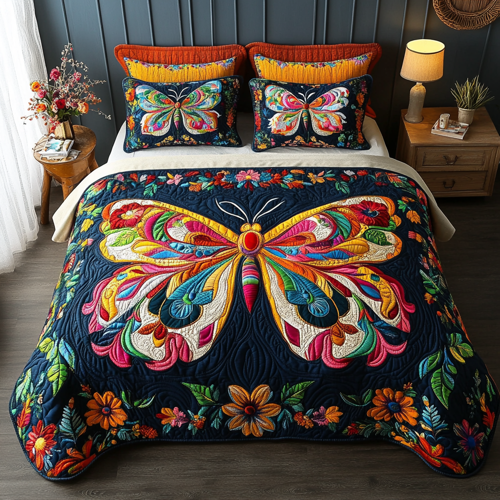 Dusk Wings Quilted Bedding Set Duvet Cover Bedspreads Unique Best Gifts For Butterfly Lovers Dusk Wings Quilted Bedding Set Duvet Cover Bedspreads Unique Best Gifts For Butterfly Lovers