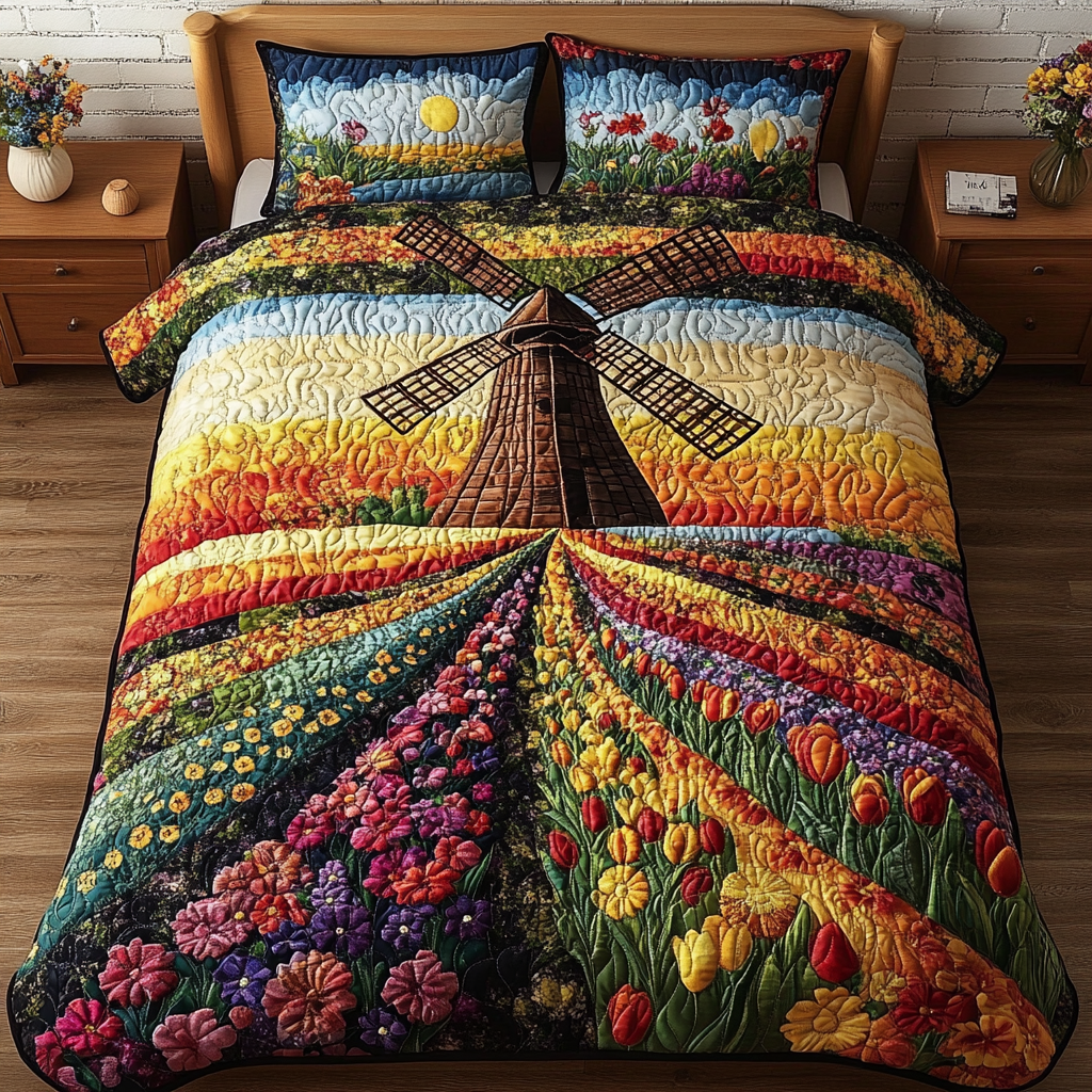 Dutch Sunrise Quilted Bedding Set Duvet Cover Bed Sheet Set Gifts For Flower Enthusiasts Dutch Sunrise Quilted Bedding Set Duvet Cover Bed Sheet Set Gifts For Flower Enthusiasts