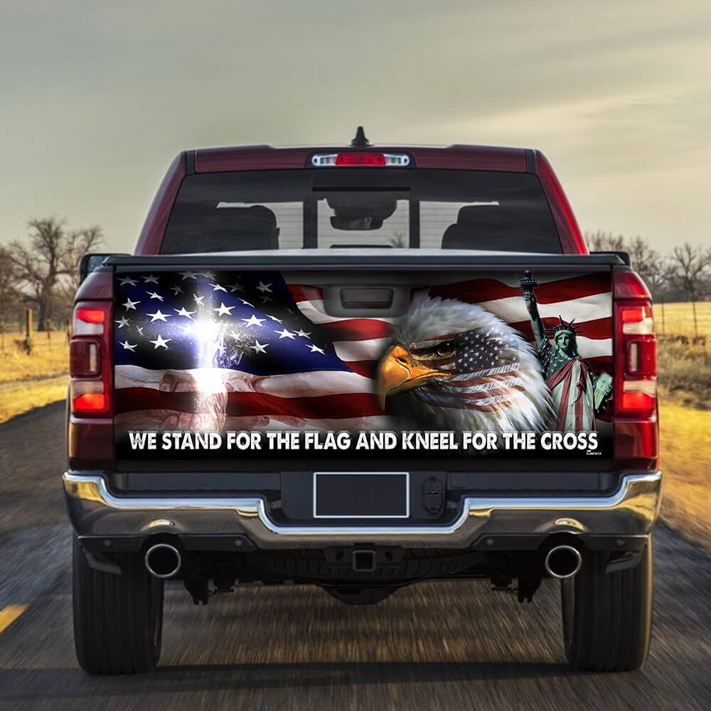 Eagle American Flag Truck Tailgate Decal Wrap We Stand For The Flag And Kneel For The Cross Eagle American Flag Truck Tailgate Decal Wrap We Stand For The Flag And Kneel For The Cross