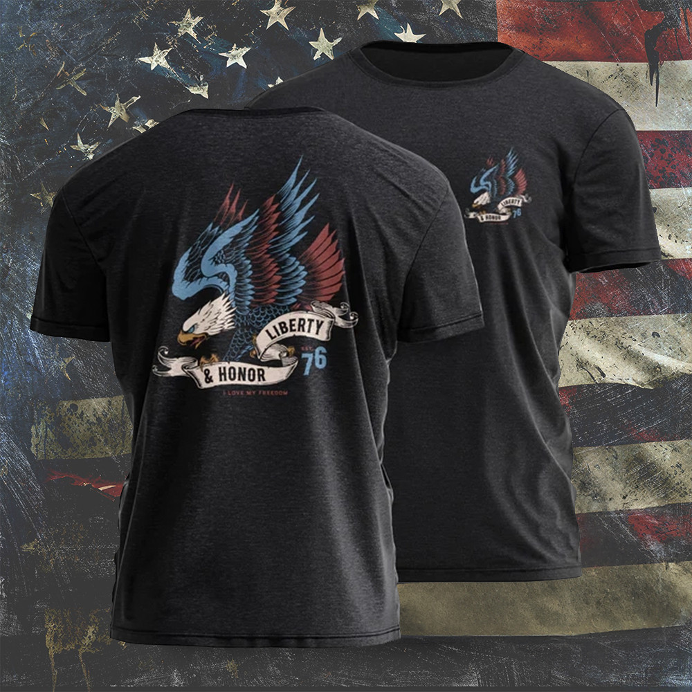 Eagle Liberty And Honor Est 76 Shirt Patriotic Eagle T-Shirt Fourth Of July Gifts Eagle Liberty And Honor Est 76 Shirt Patriotic Eagle T-Shirt Fourth Of July Gifts