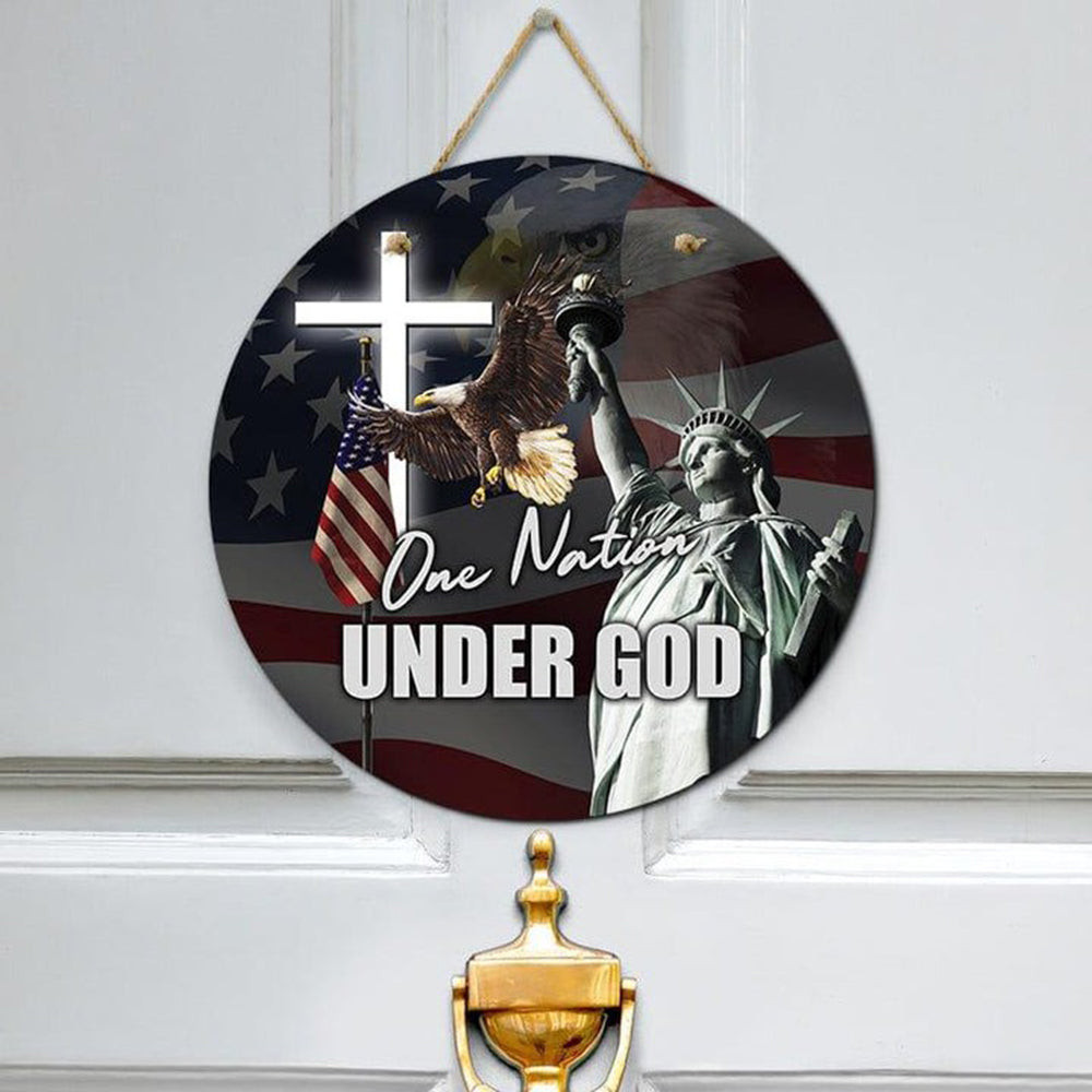 Eagle One Nation Under God Door Sign Christian Cross Patriotic Front Door Signs Decor Eagle One Nation Under God Door Sign Christian Cross Patriotic Front Door Signs Decor