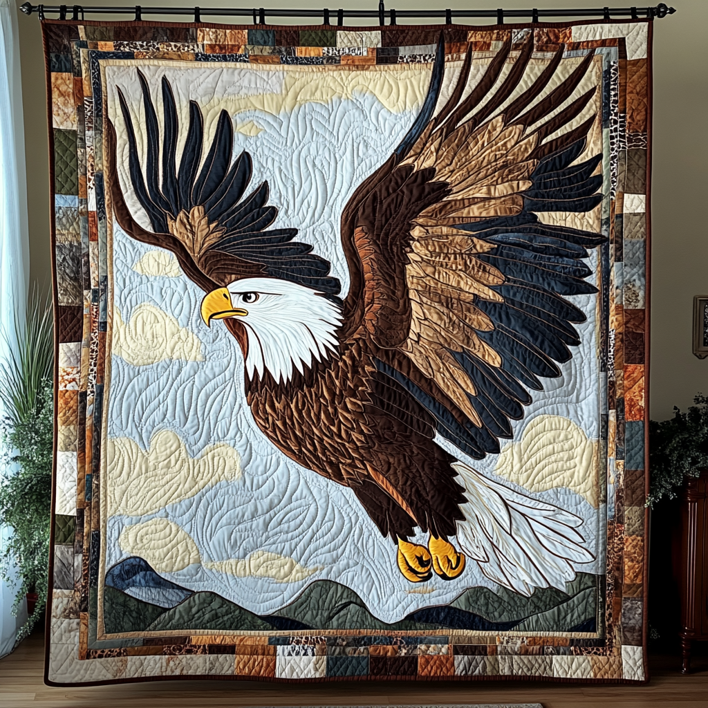Eagle Rise Quilted Blanket Cute Colorful Blanket Bald Eagle Gifts For Chrismas Eagle Rise Quilted Blanket Cute Colorful Blanket Bald Eagle Gifts For Chrismas