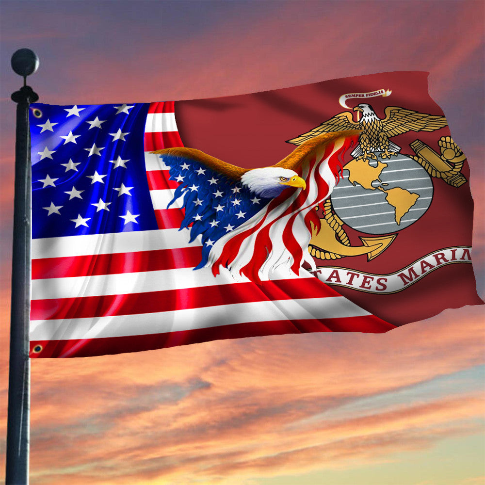 Eagle US Marine Corps Flag And American Flag 4th Of July Home Decor Indoor Outdoor Eagle US Marine Corps Flag And American Flag 4th Of July Home Decor Indoor Outdoor