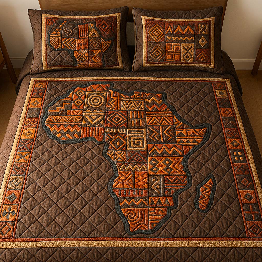 Earth Tone Africa Quilted Bedding Set Duvet Cover Bedspreads Gifts For Black History Month Juneteenth Earth Tone Africa Quilted Bedding Set Duvet Cover Bedspreads Gifts For Black History Month Juneteenth
