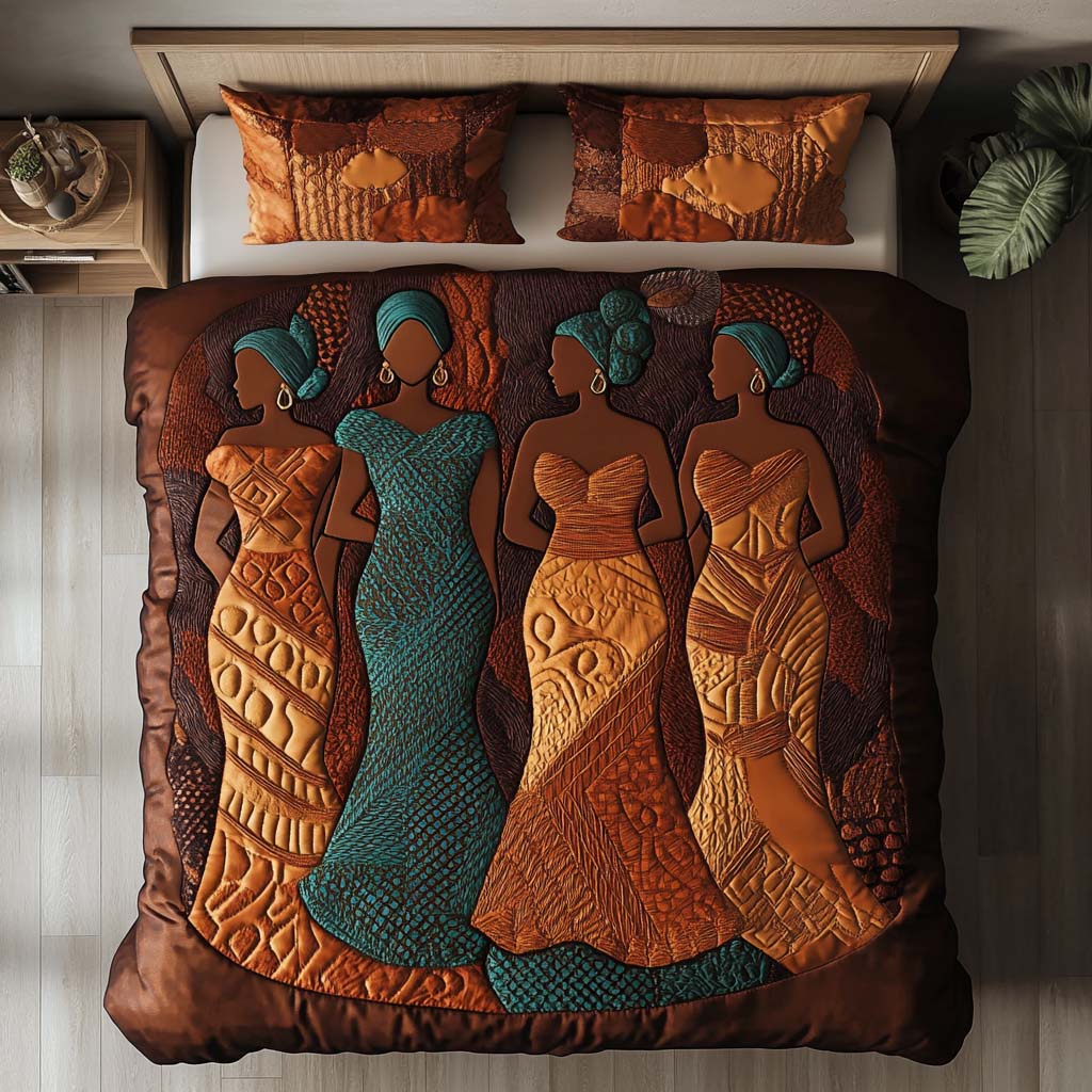 Earth Tones Quilted Bedding Set Duvet Cover Merch Black History Month Gifts Earth Tones Quilted Bedding Set Duvet Cover Merch Black History Month Gifts