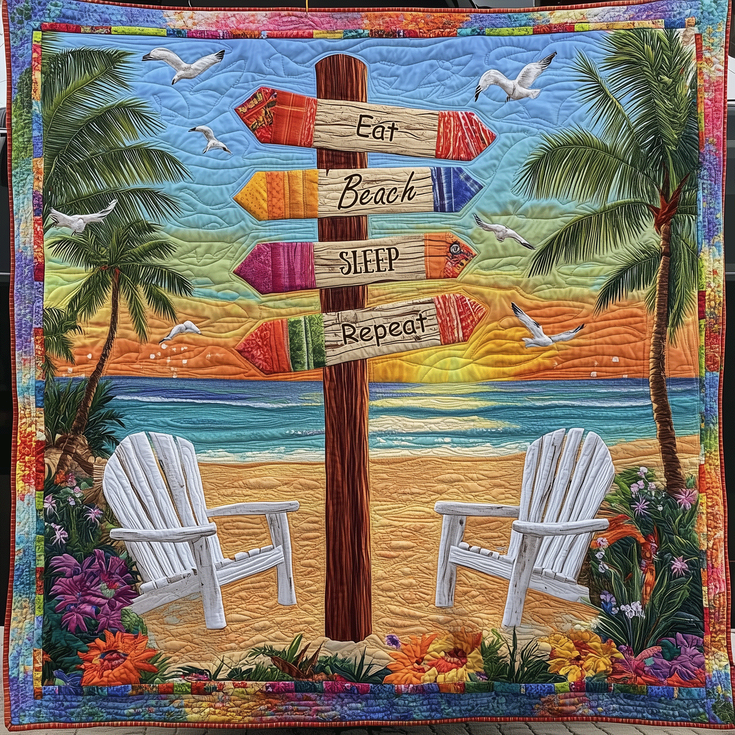Eat Beach Sleep Repeat Quilted Blanket Cute Throw Blanket Beach Housewarming Gifts Eat Beach Sleep Repeat Quilted Blanket Cute Throw Blanket Beach Housewarming Gifts
