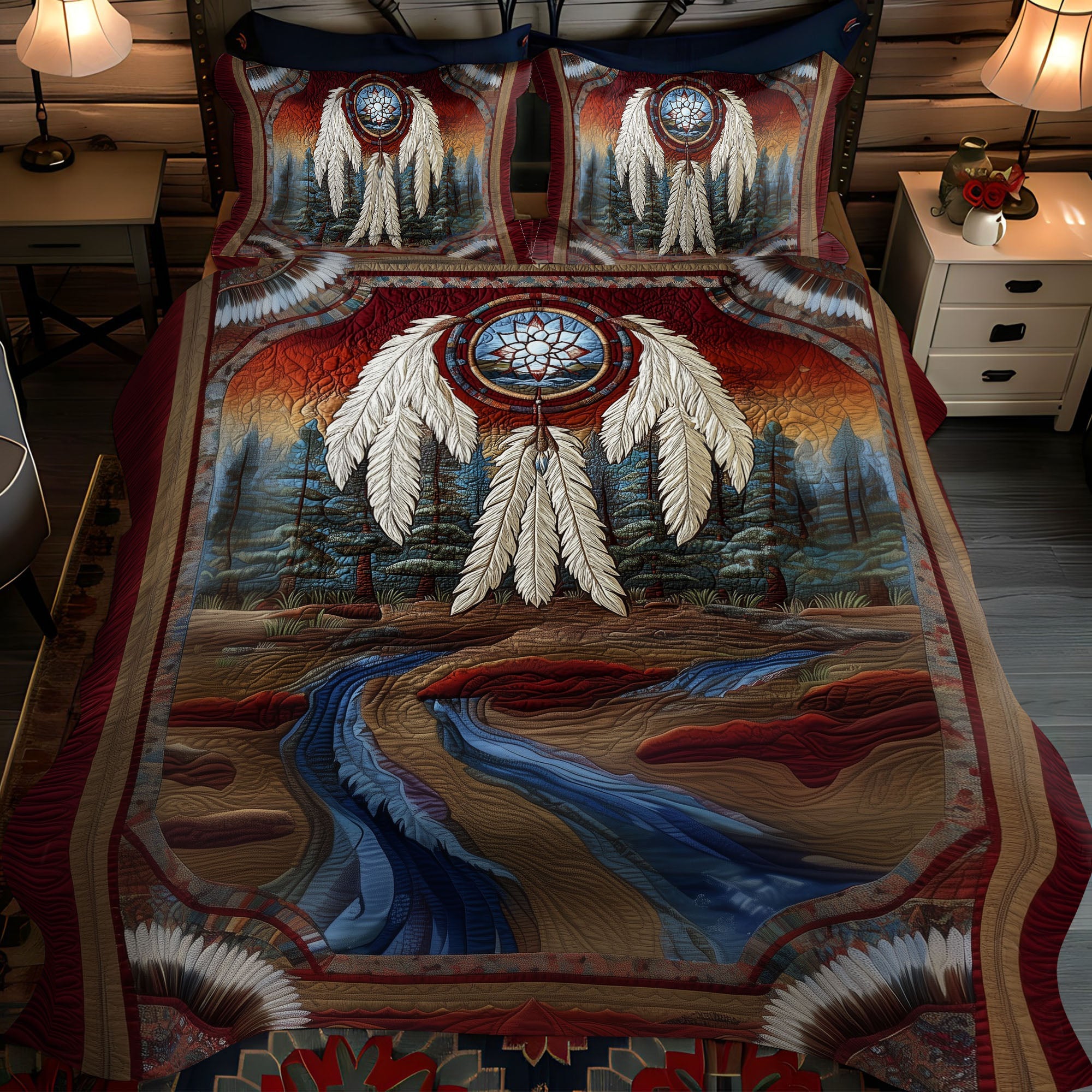 Echo of the Spirits Quilted Bedding Set Duvet Cover Merch Native American Mother's Day Gifts Echo of the Spirits Quilted Bedding Set Duvet Cover Merch Native American Mother's Day Gifts