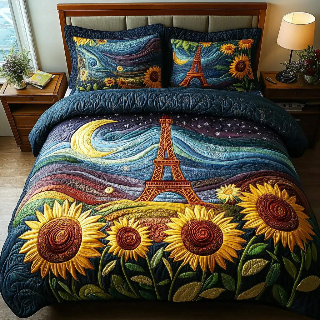 Eiffel Dream Quilted Bedding Set Duvet Cover Bedspread Paris Inspired Gifts Eiffel Dream Quilted Bedding Set Duvet Cover Bedspread Paris Inspired Gifts