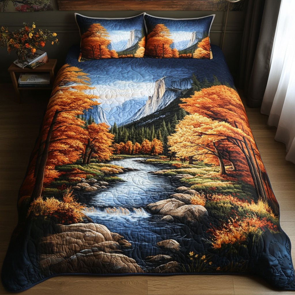 El Capitan in Autumn Quilted Bedding Set Duvet Cover Bedspread Fall Autumn Gifts For Him El Capitan in Autumn Quilted Bedding Set Duvet Cover Bedspread Fall Autumn Gifts For Him