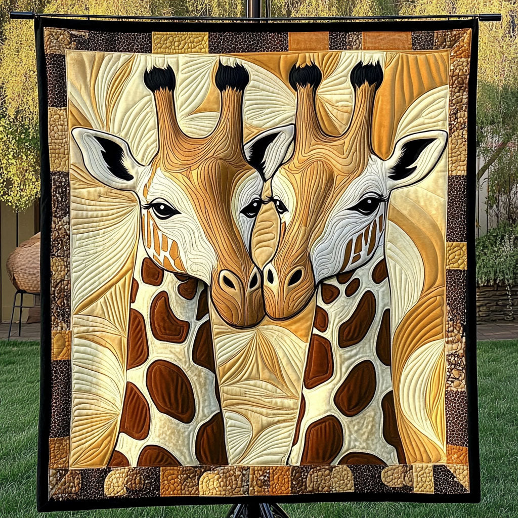 Elegant Giraffe Duo Quilted Blanket Cute Colorful Blanket Unusual Giraffe Gifts