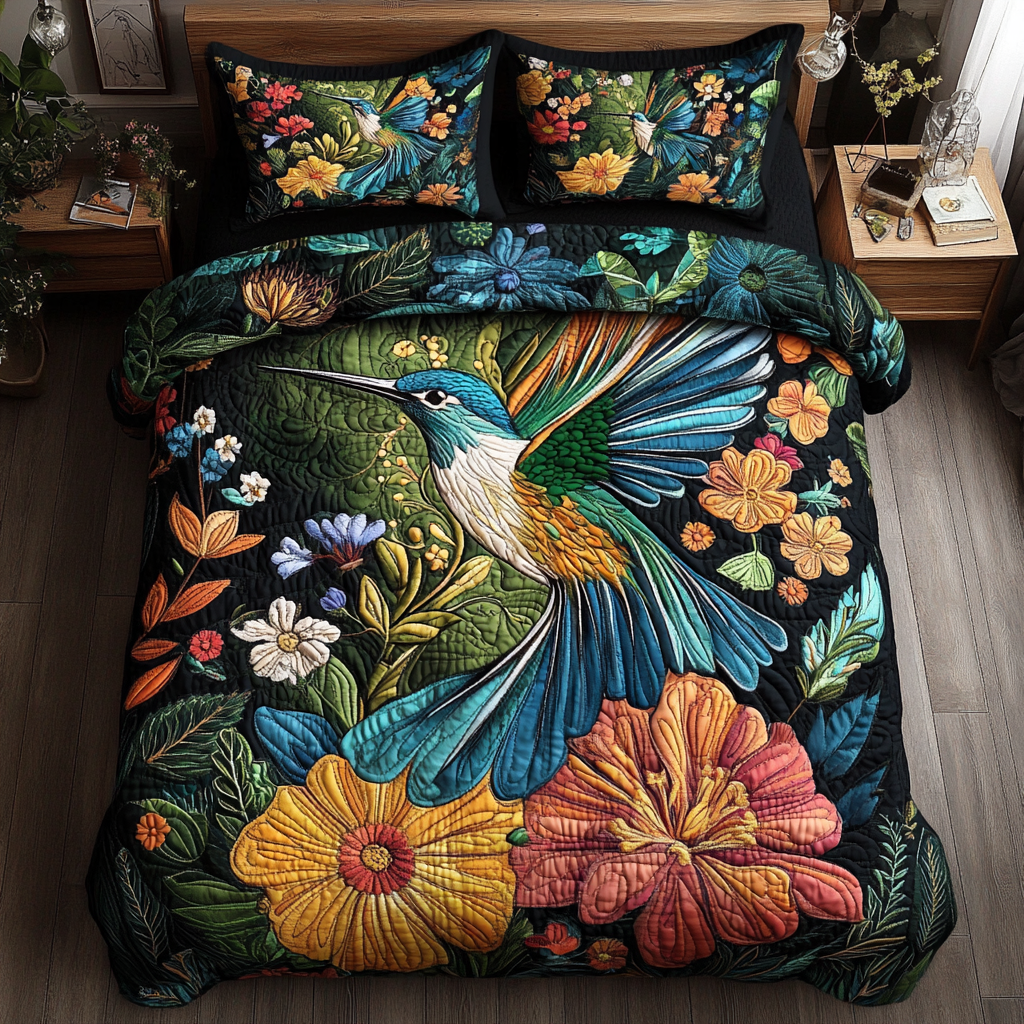 Elegant Hummingbird Quilted Bedding Set Duvet Cover Merch Hummingbird Themed Gifts Elegant Hummingbird Quilted Bedding Set Duvet Cover Merch Hummingbird Themed Gifts