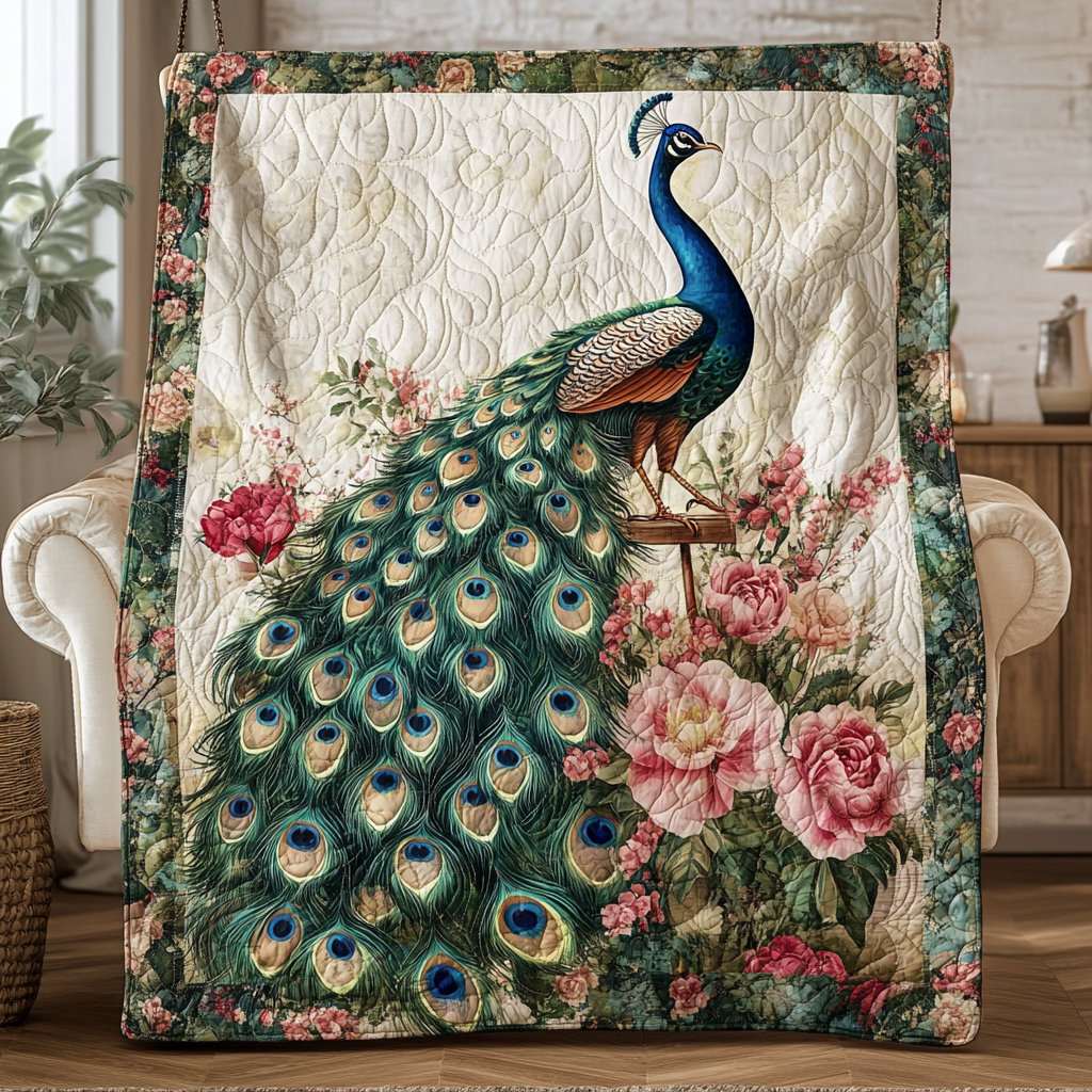 Elegant Majesty Quilted Blanket Cute Colorful Blanket Bird Peacock Christmas Gifts Elegant Majesty Quilted Blanket Cute Colorful Blanket Bird Peacock Christmas Gifts