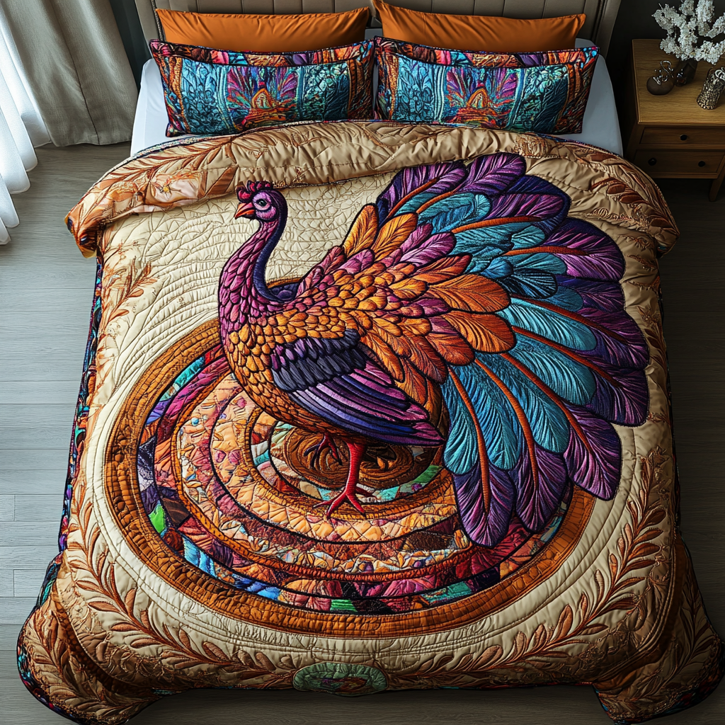 Elegant Turkeys Quilted Bedding Set Duvet Cover Bedspreads Thanksgiving Gift Ideas For Friends Elegant Turkeys Quilted Bedding Set Duvet Cover Bedspreads Thanksgiving Gift Ideas For Friends