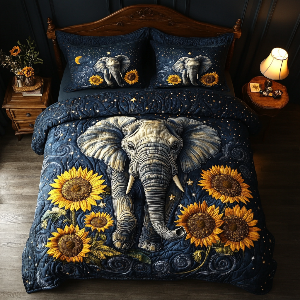 Elephant Dream Quilted Bedding Set Duvet Cover Bedspreads Xmas Gift For Elephant Lovers Elephant Dream Quilted Bedding Set Duvet Cover Bedspreads Xmas Gift For Elephant Lovers